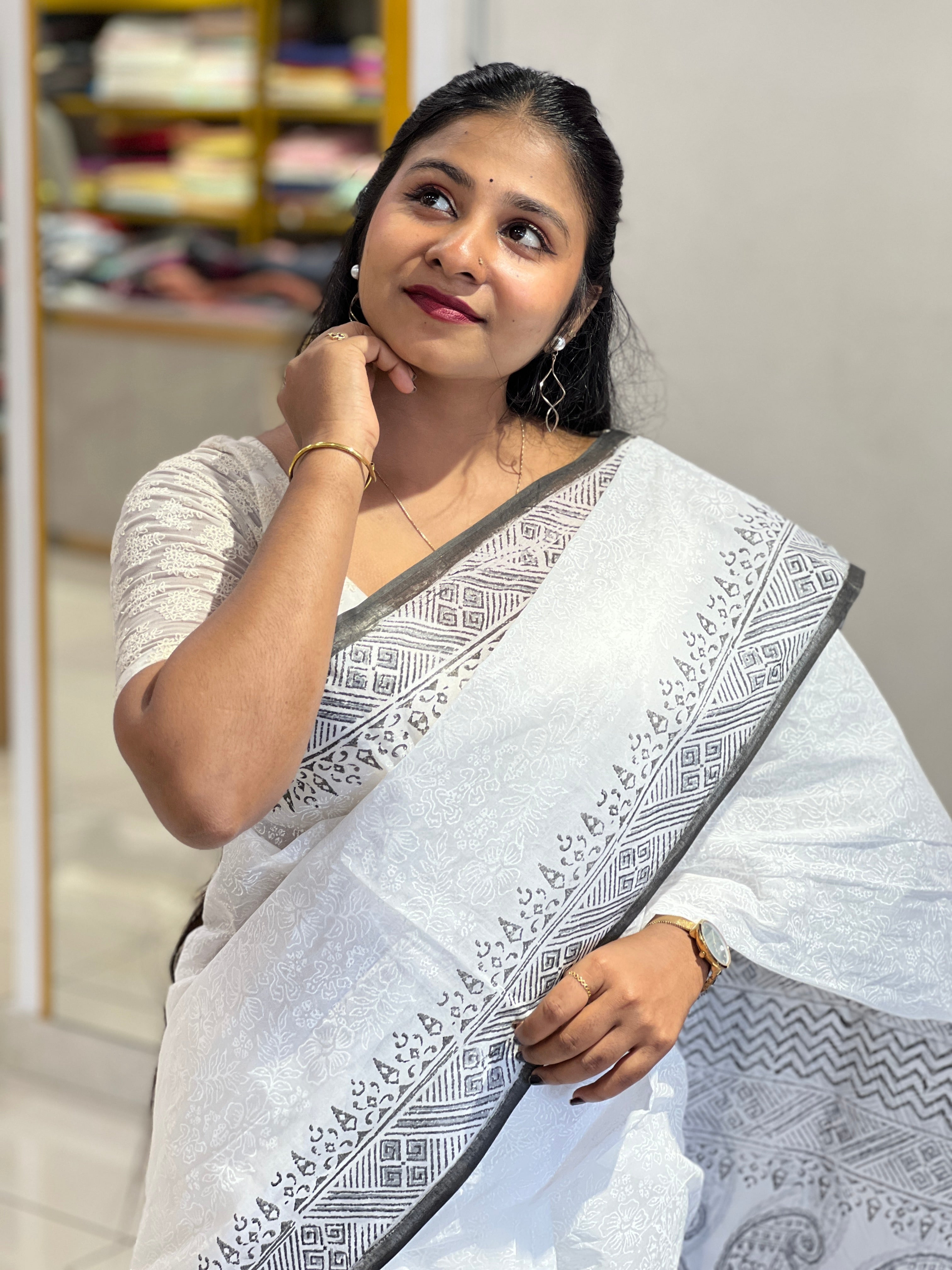 Floral Printed Organdy Cotton Saree | VDA270