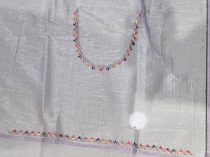 Multi-Colour Floral Embroidery Patterned Glass Organza Saree | BLD464