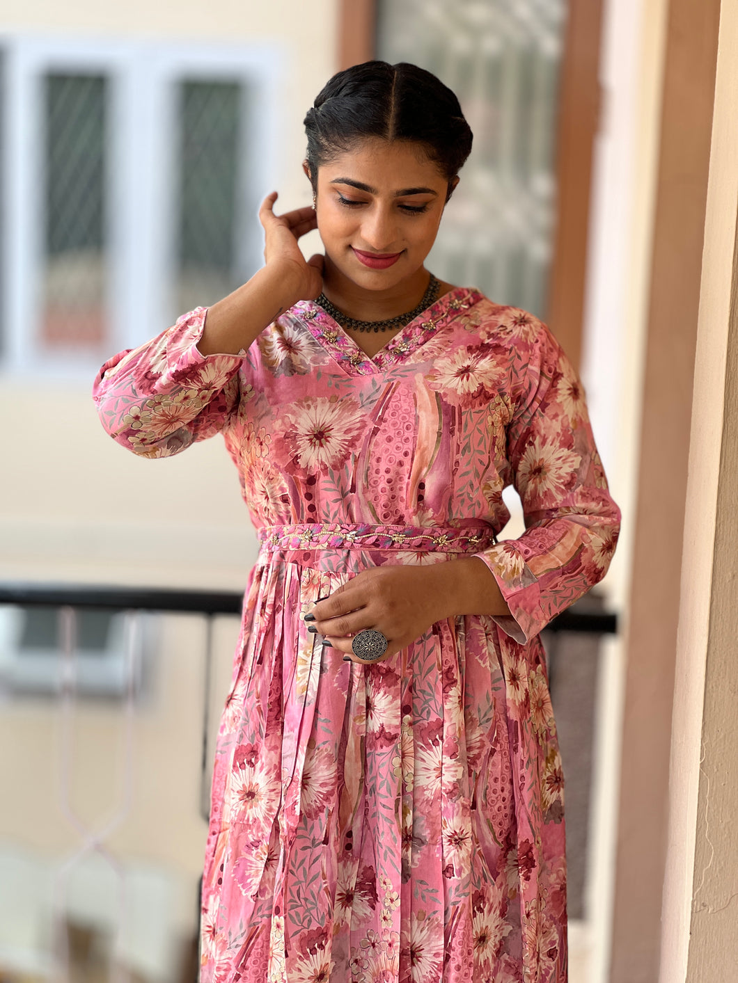 Floral Printed Muslin Finish Kurta | FW134