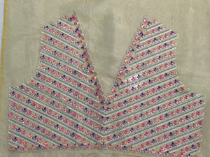 Multi-Colour Floral Embroidery Patterned Glass Organza Saree | BLD465