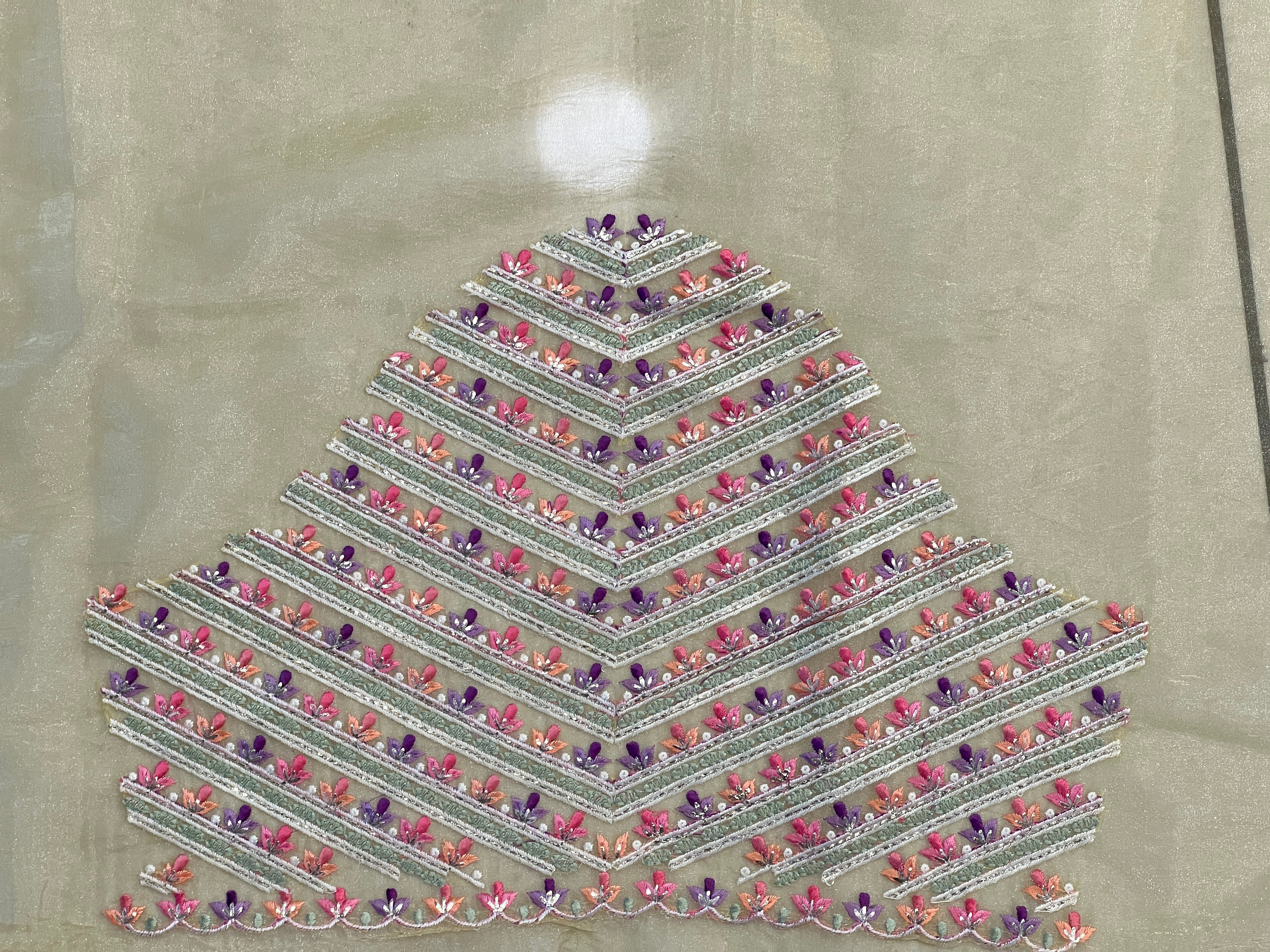 Multi-Colour Floral Embroidery Patterned Glass Organza Saree | BLD465