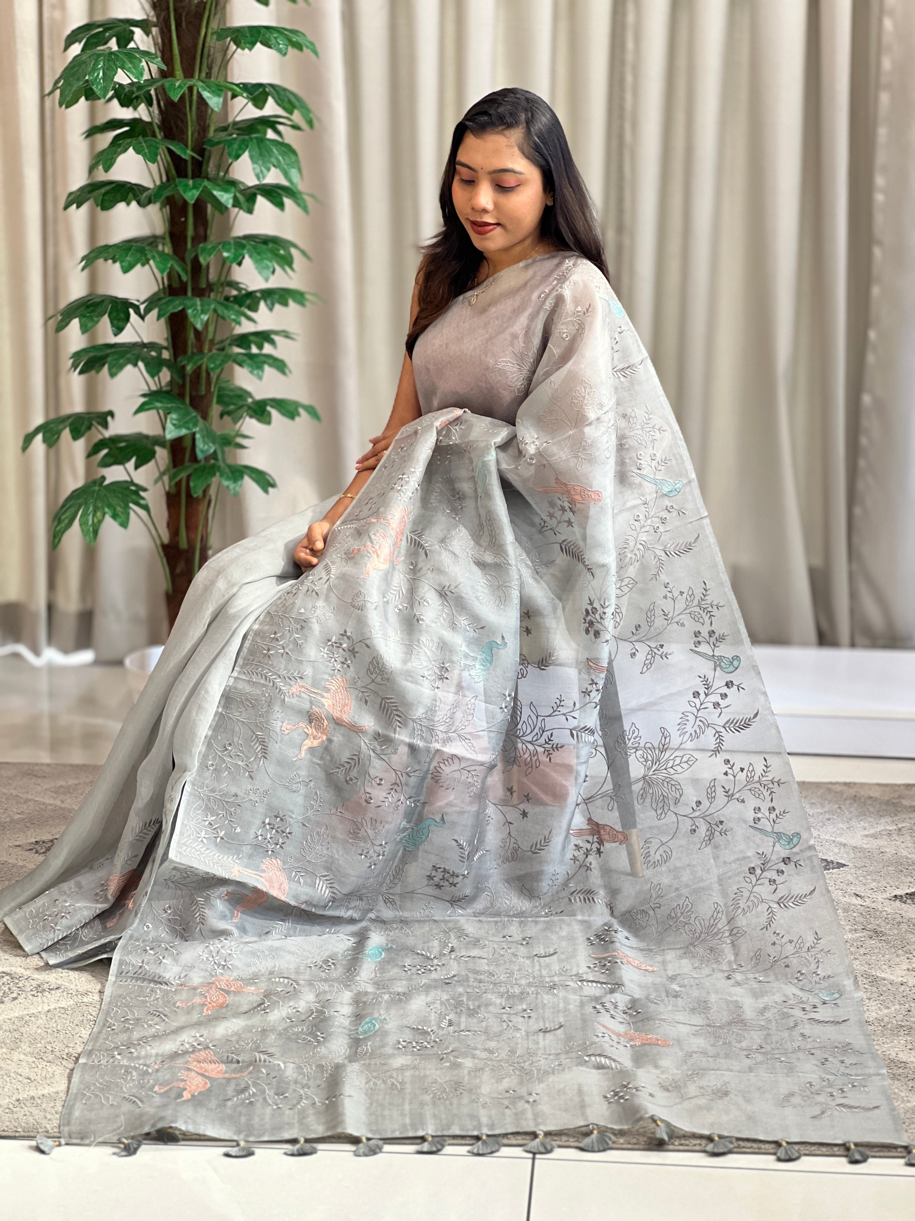 Embroidered Organza Saree | SMC208