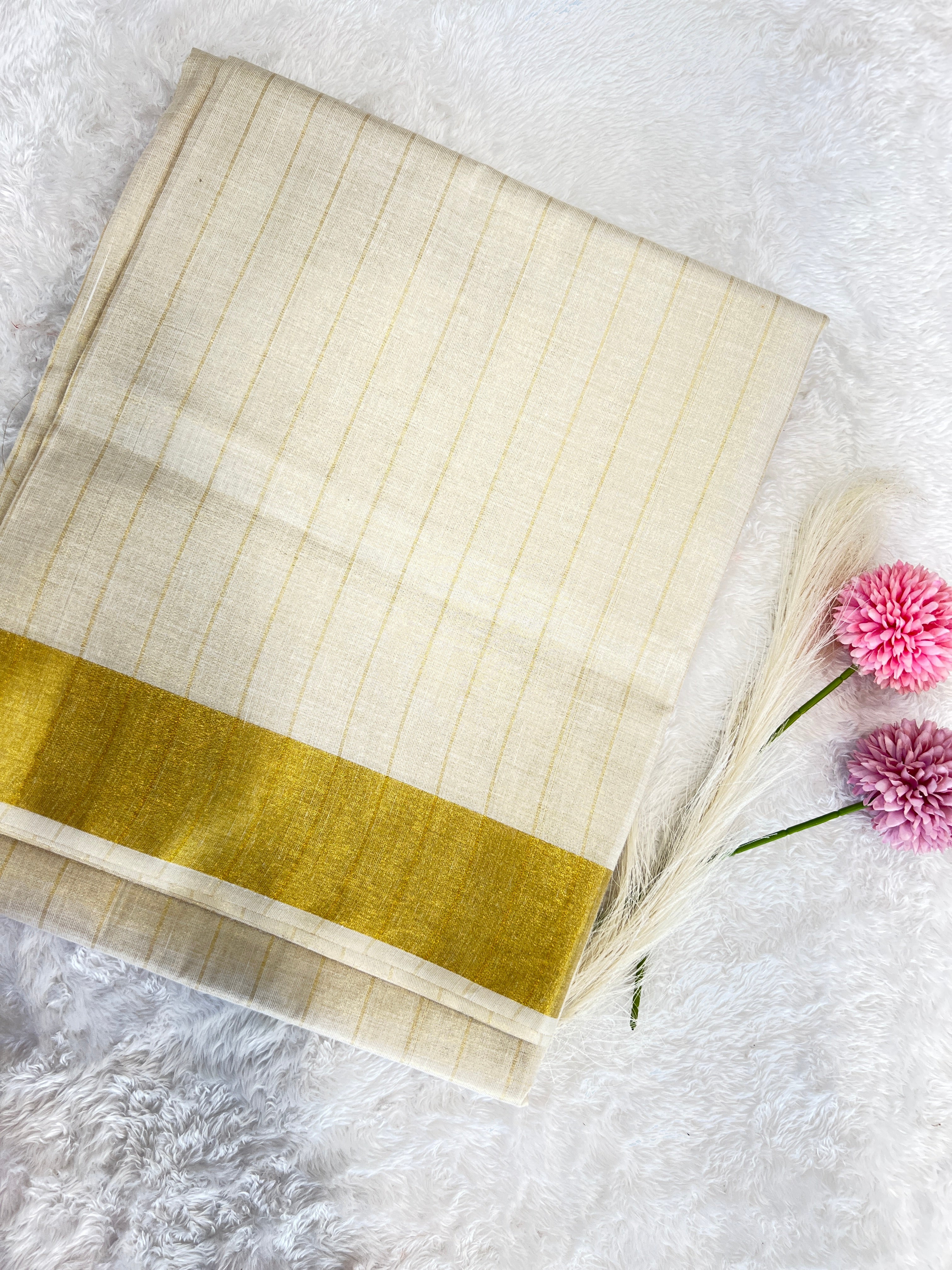 Stripe Pattern Kerala Cotton Saree | RLF218