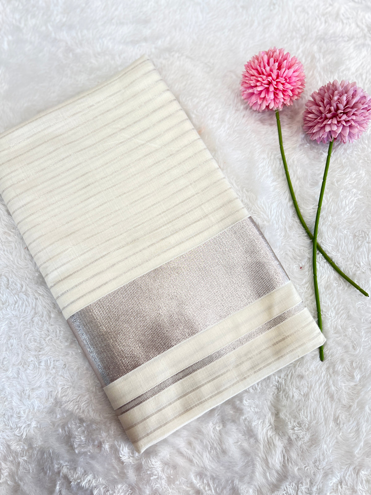 Stripe Pattern Kerala Cotton Saree | RLF207
