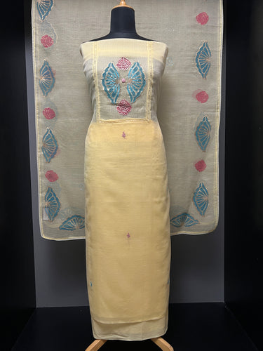 Block Printed With Hand Embroidery Detailing Banarasi Kota Salwar Set | PHU197