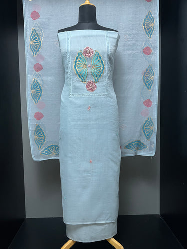 Block Printed With Hand Embroidery Detailing Banarasi Kota Salwar Set | PHU195