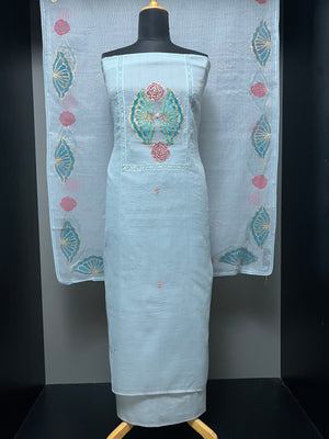Block Printed With Hand Embroidery Detailing Banarasi Kota Salwar Set | PHU195
