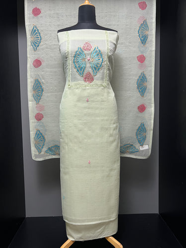 Block Printed With Hand Embroidery Detailing Banarasi Kota Salwar Set | PHU198