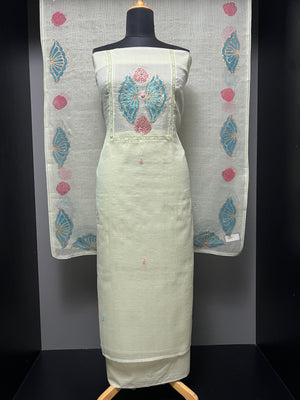 Block Printed With Hand Embroidery Detailing Banarasi Kota Salwar Set | PHU198