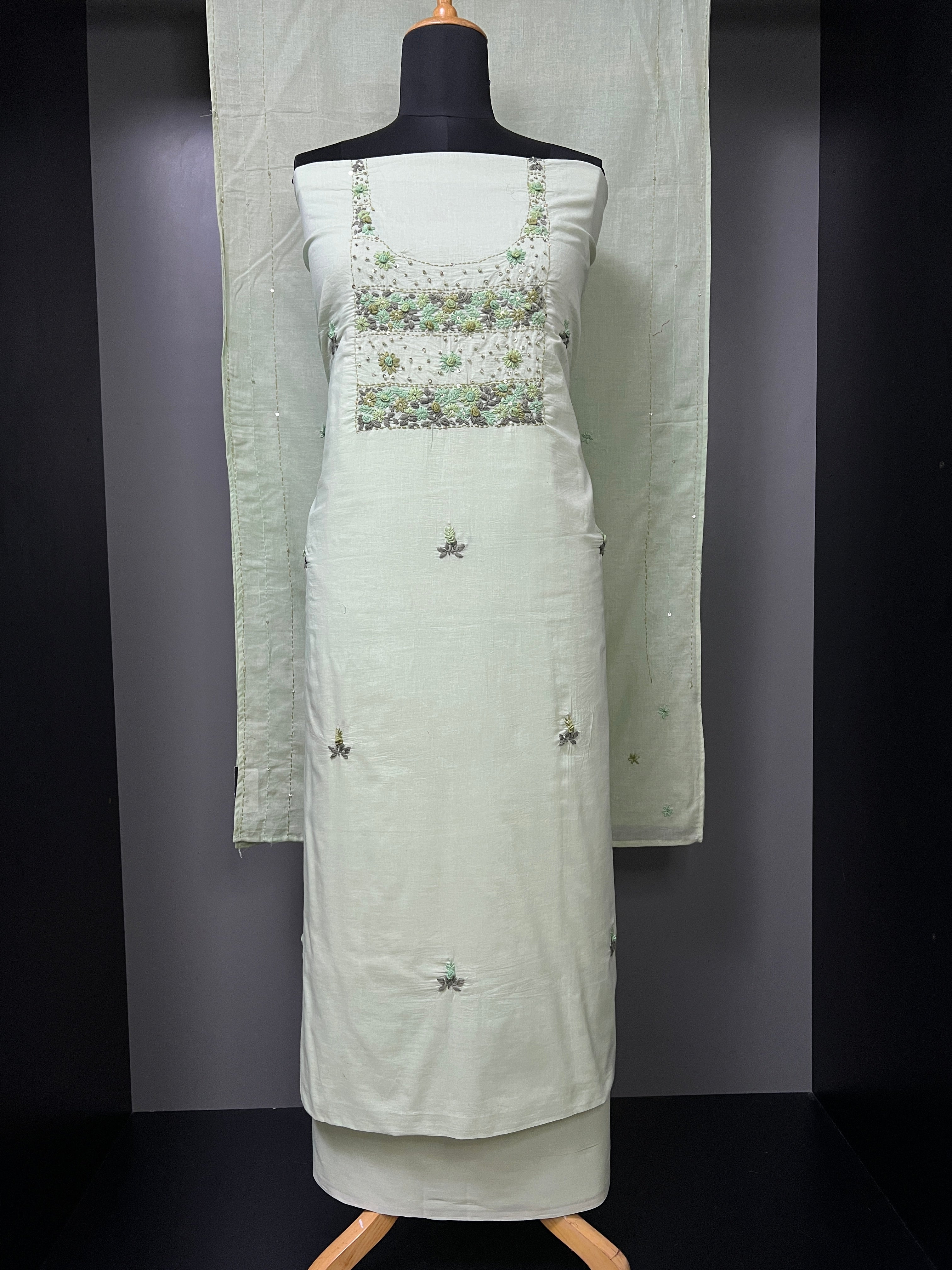 Hand Embroidered Mul Cotton Salwar Set | PHU193