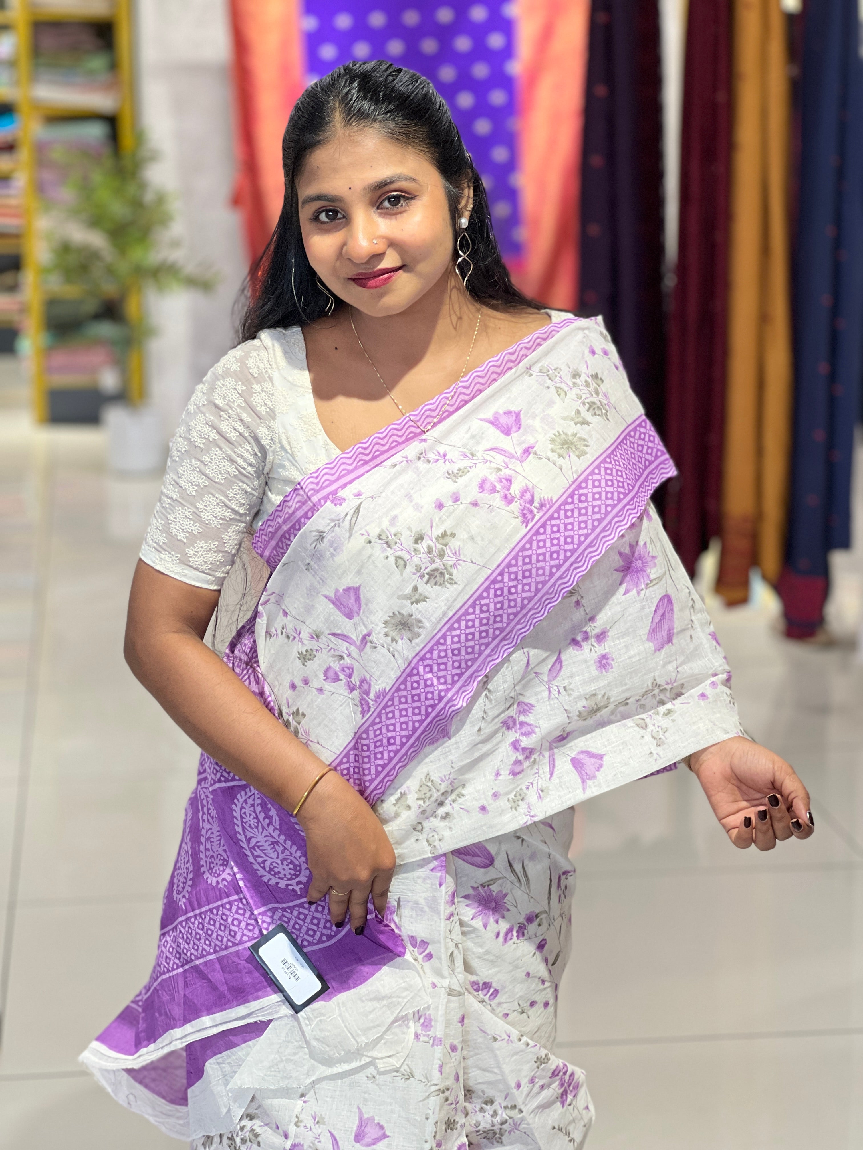 Floral Printed Cotton Saree | VDA267