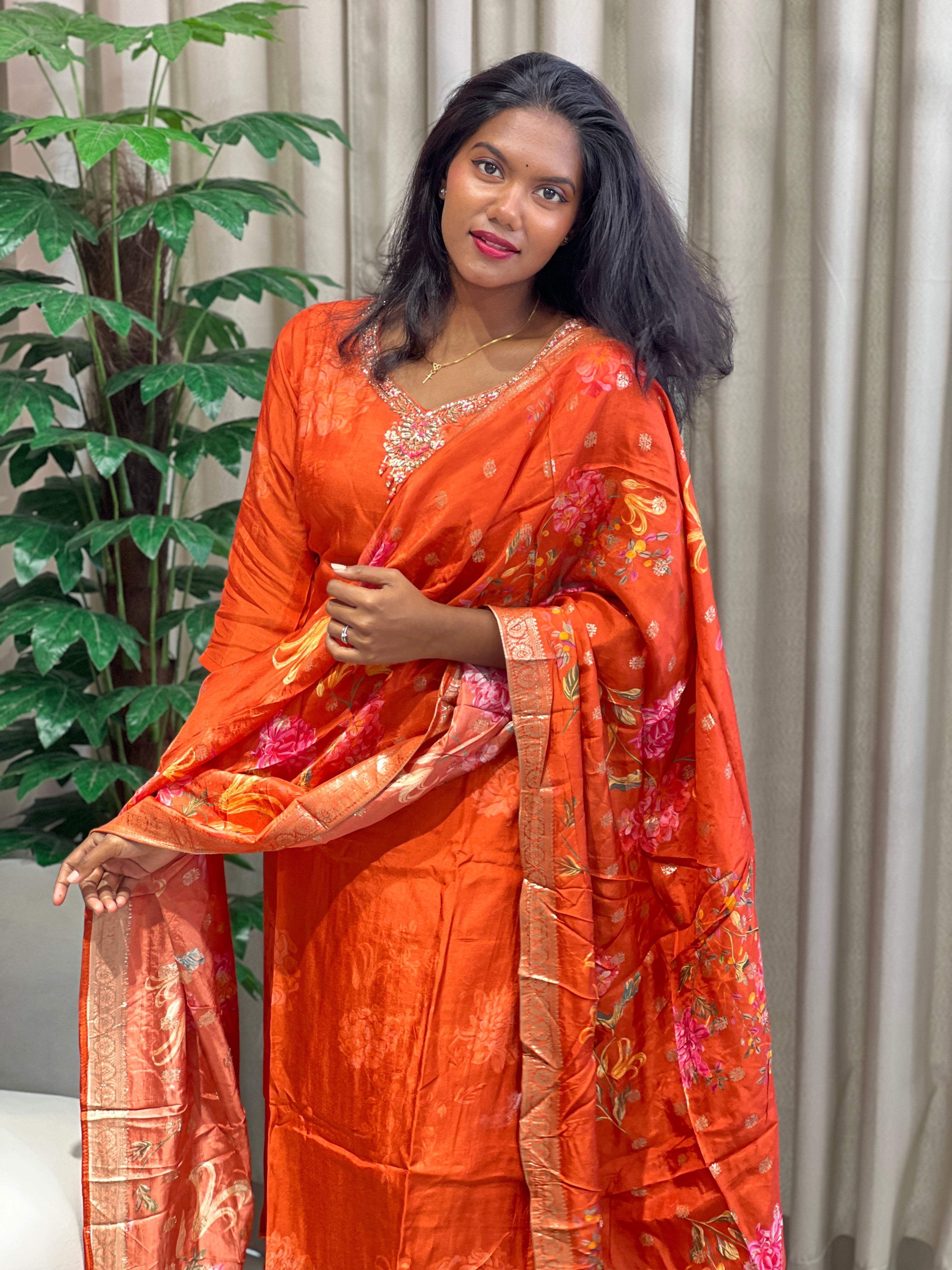 Negative Printed Muslin Silk Kurta Set | FW387