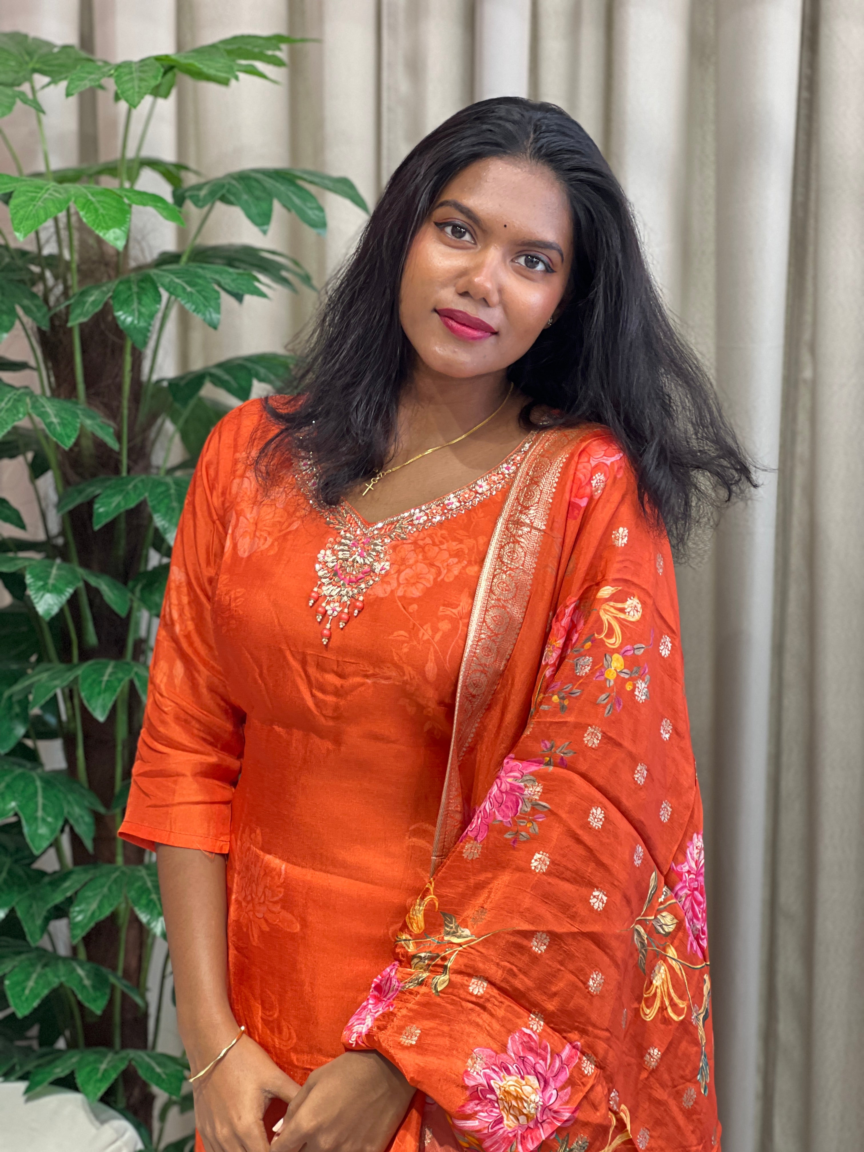 Negative Printed Muslin Silk Kurta Set | FW387