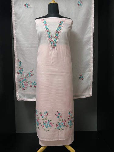 V Neck Hand Embroidery Detailing Silky Kota Salwar Set | BLD1050