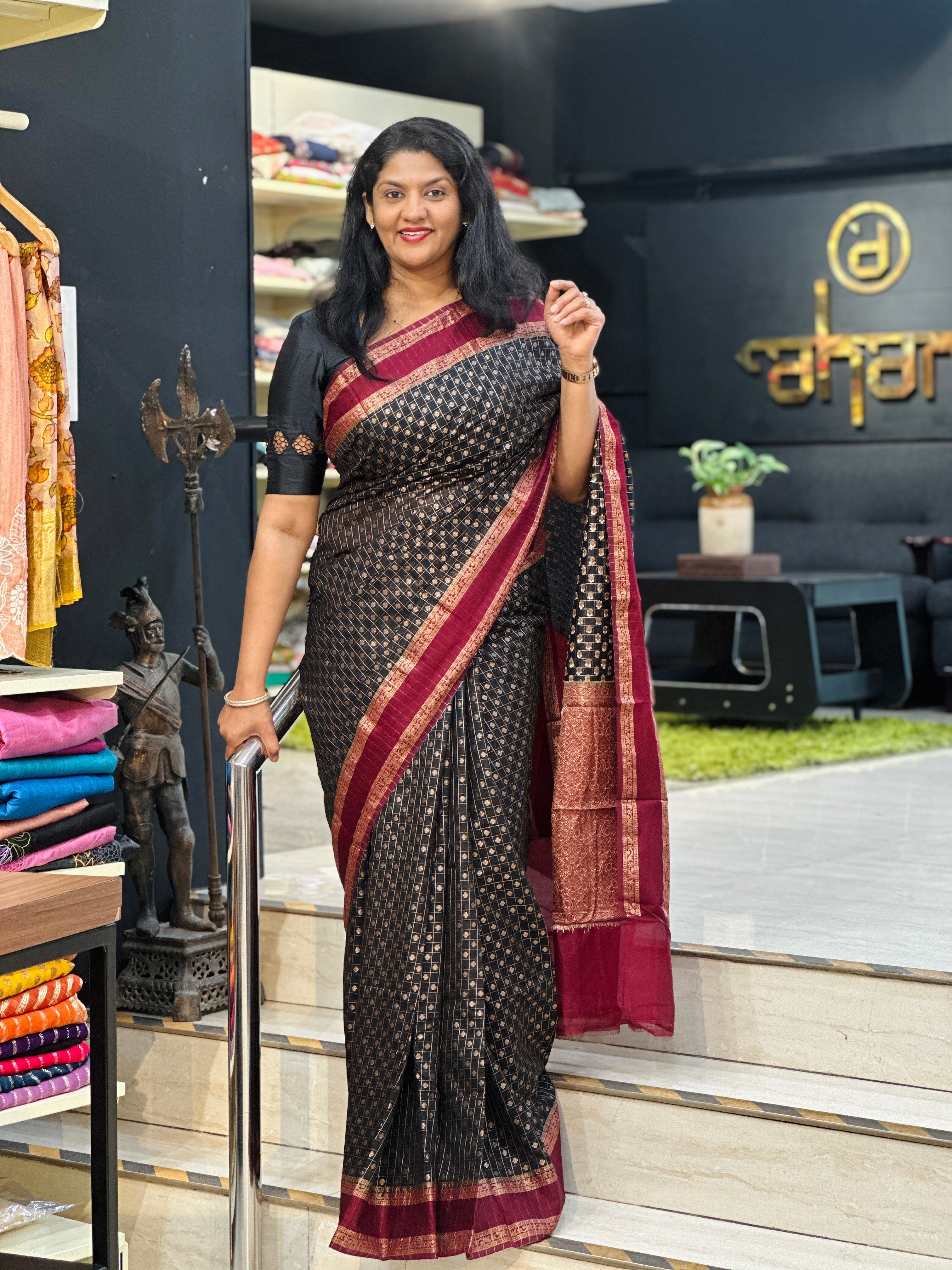 Check Pattern Semi Silk Saree | ZSS579
