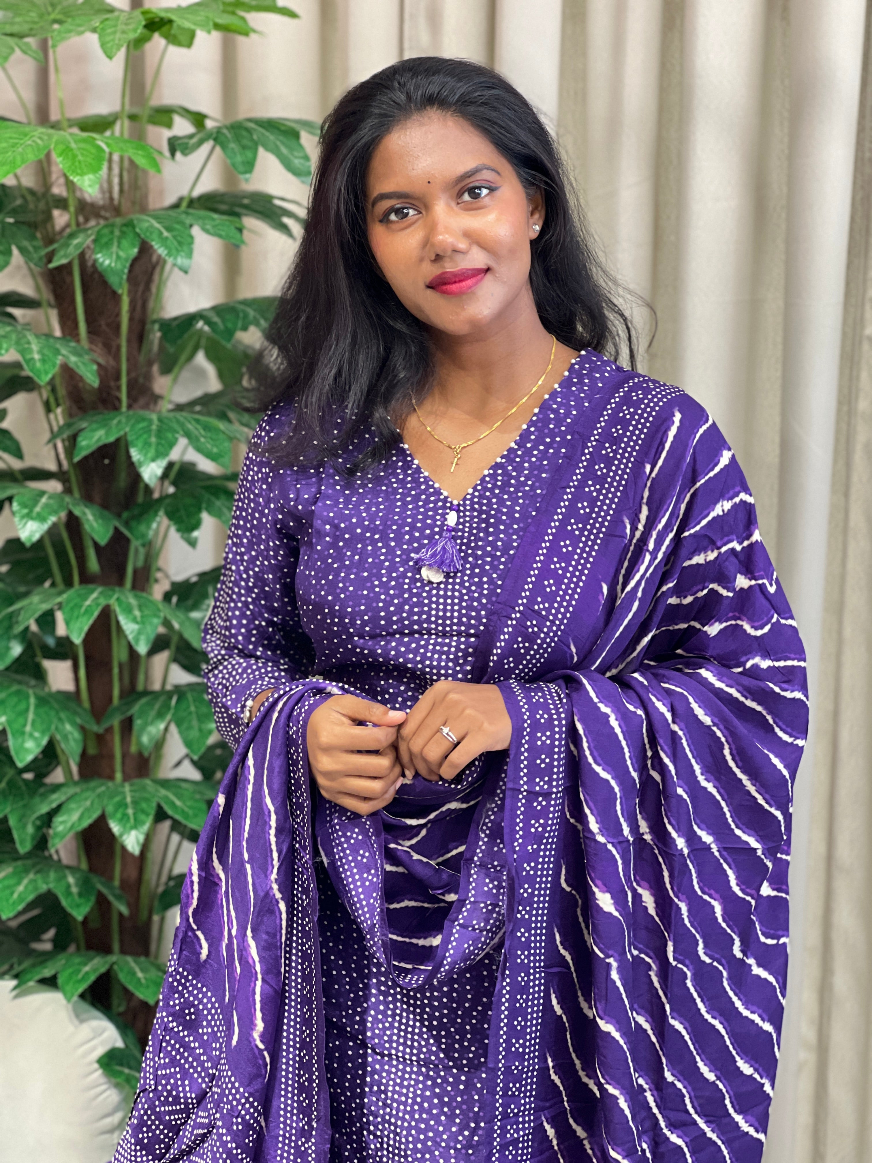 Dot Printed Muslin Silk Kurta Set | FW386