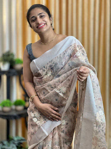 Floral Printed Tissue Saree | JBE103