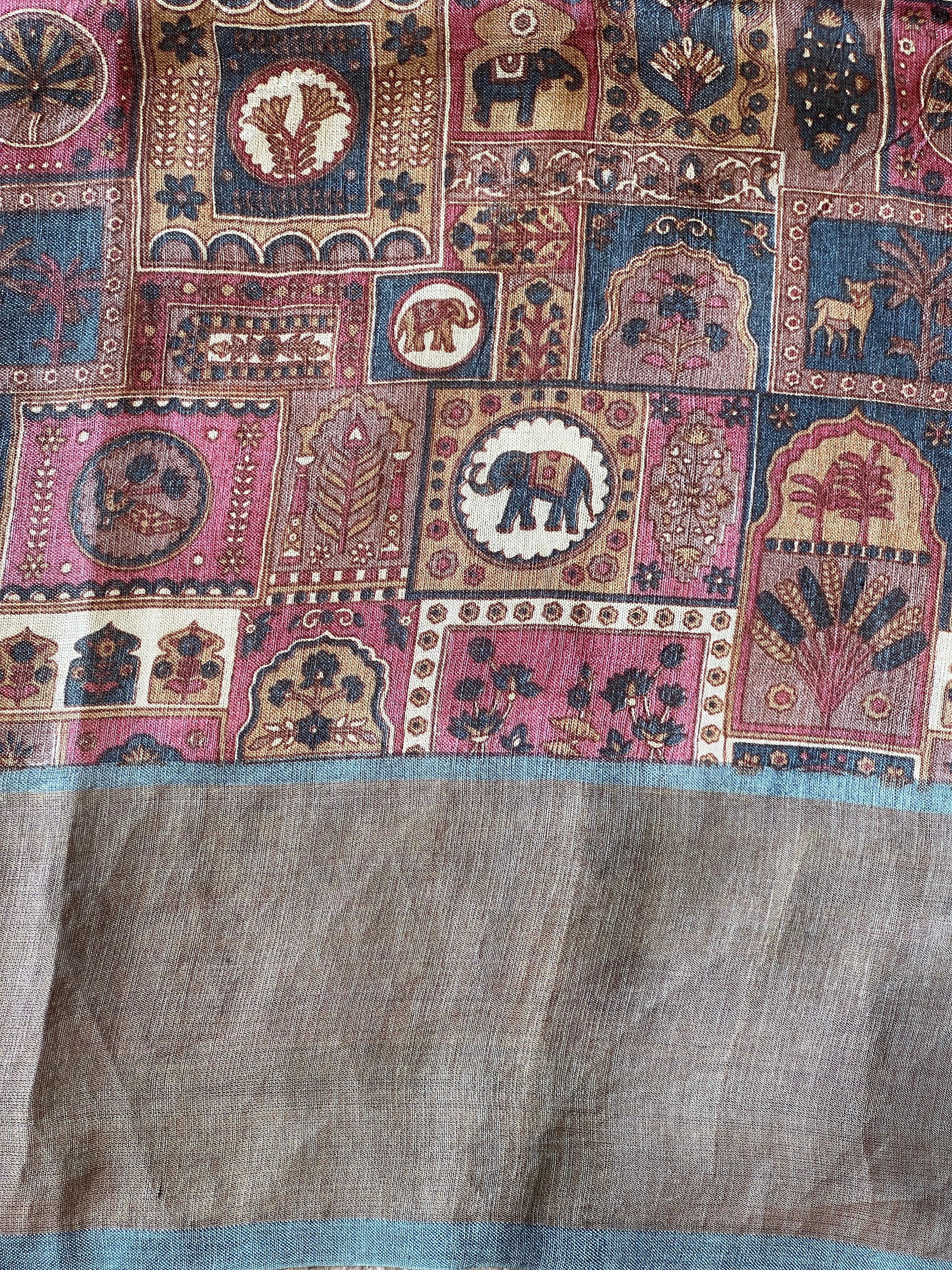 Zari Woven Check Patterned Tussar Saree | RGD1047