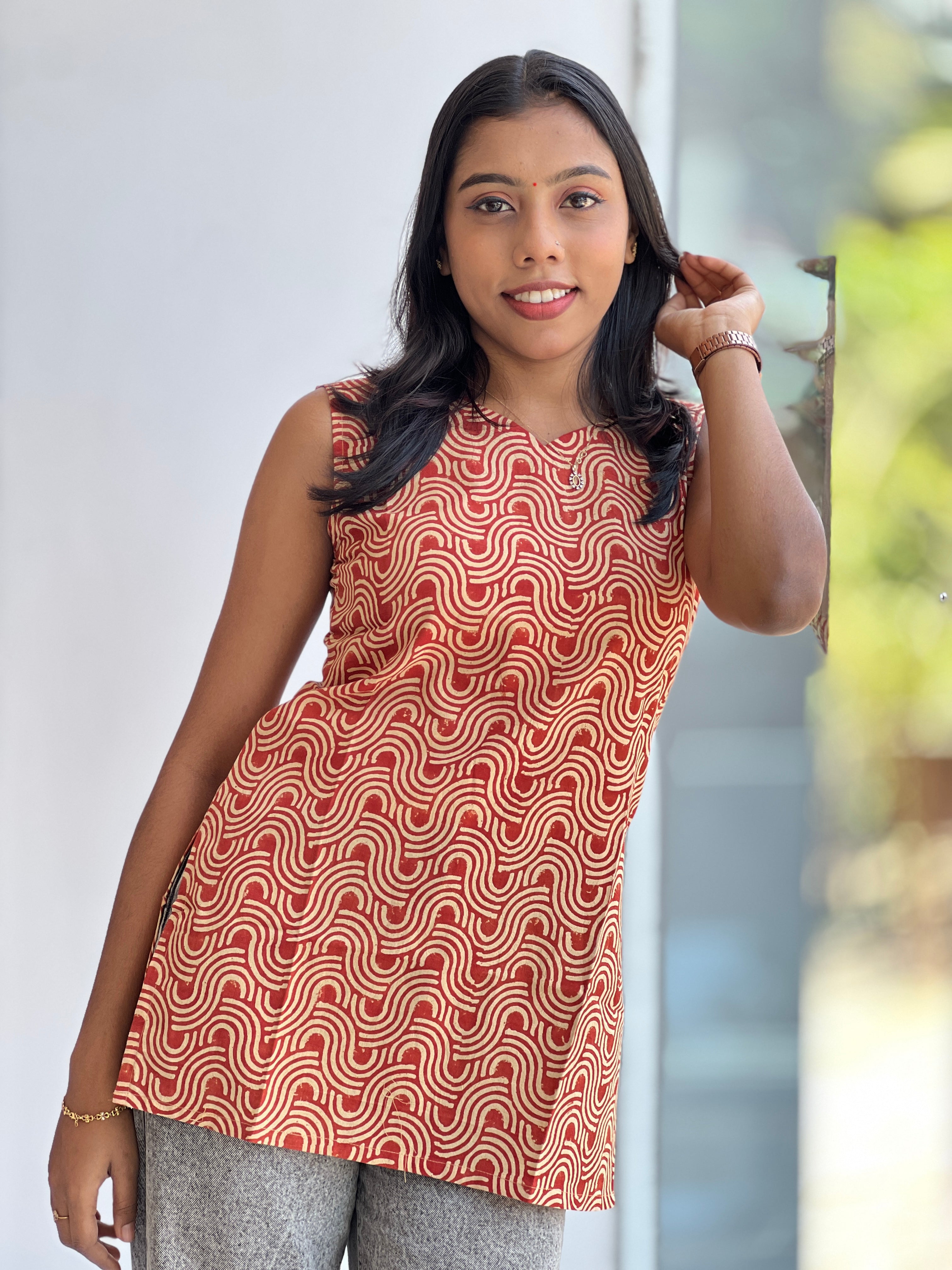 Print Detailed Cotton Short Kurta | DNT393