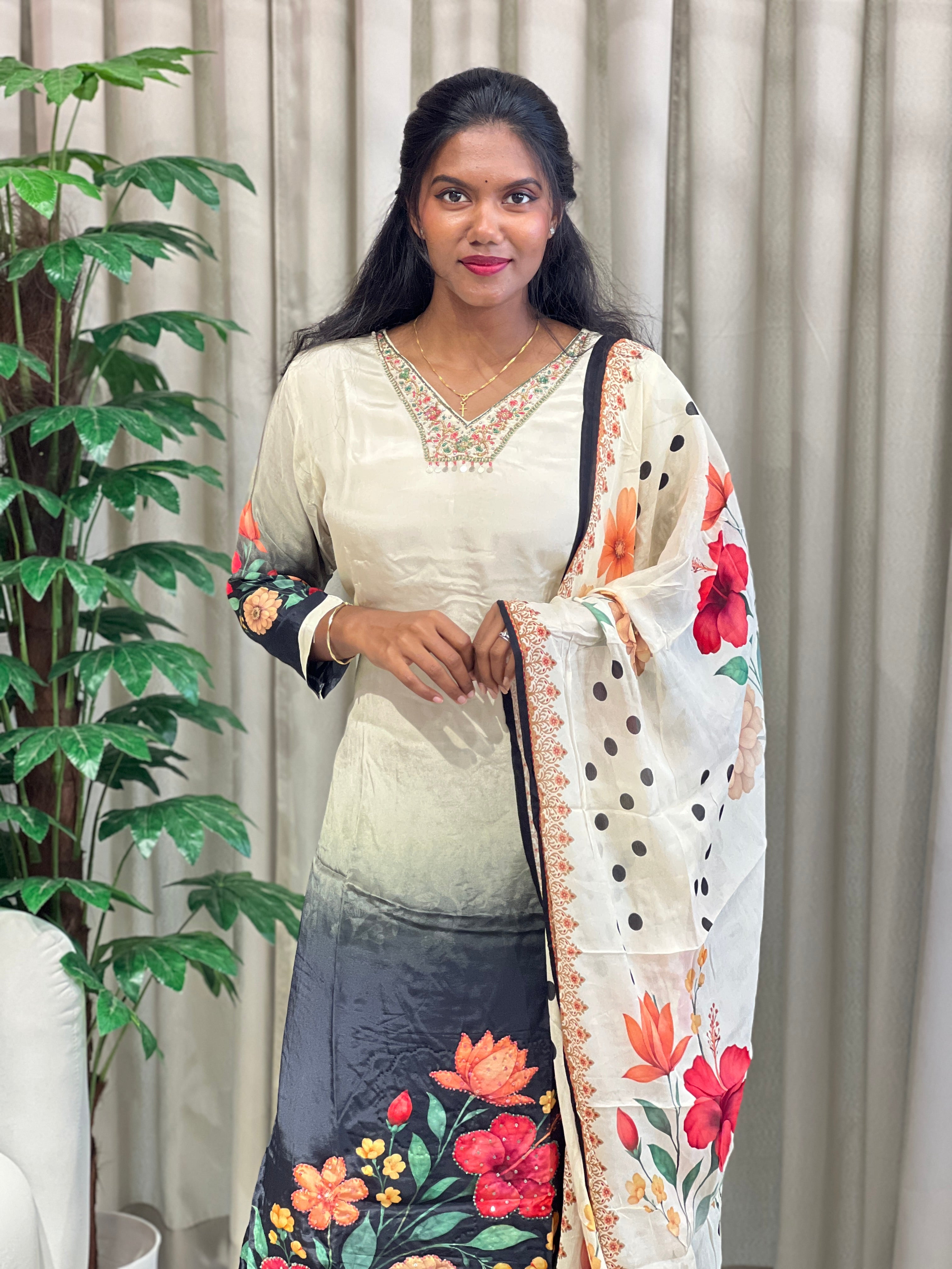 Floral Digital Printed Muslin Silk Kurta Set | FW381