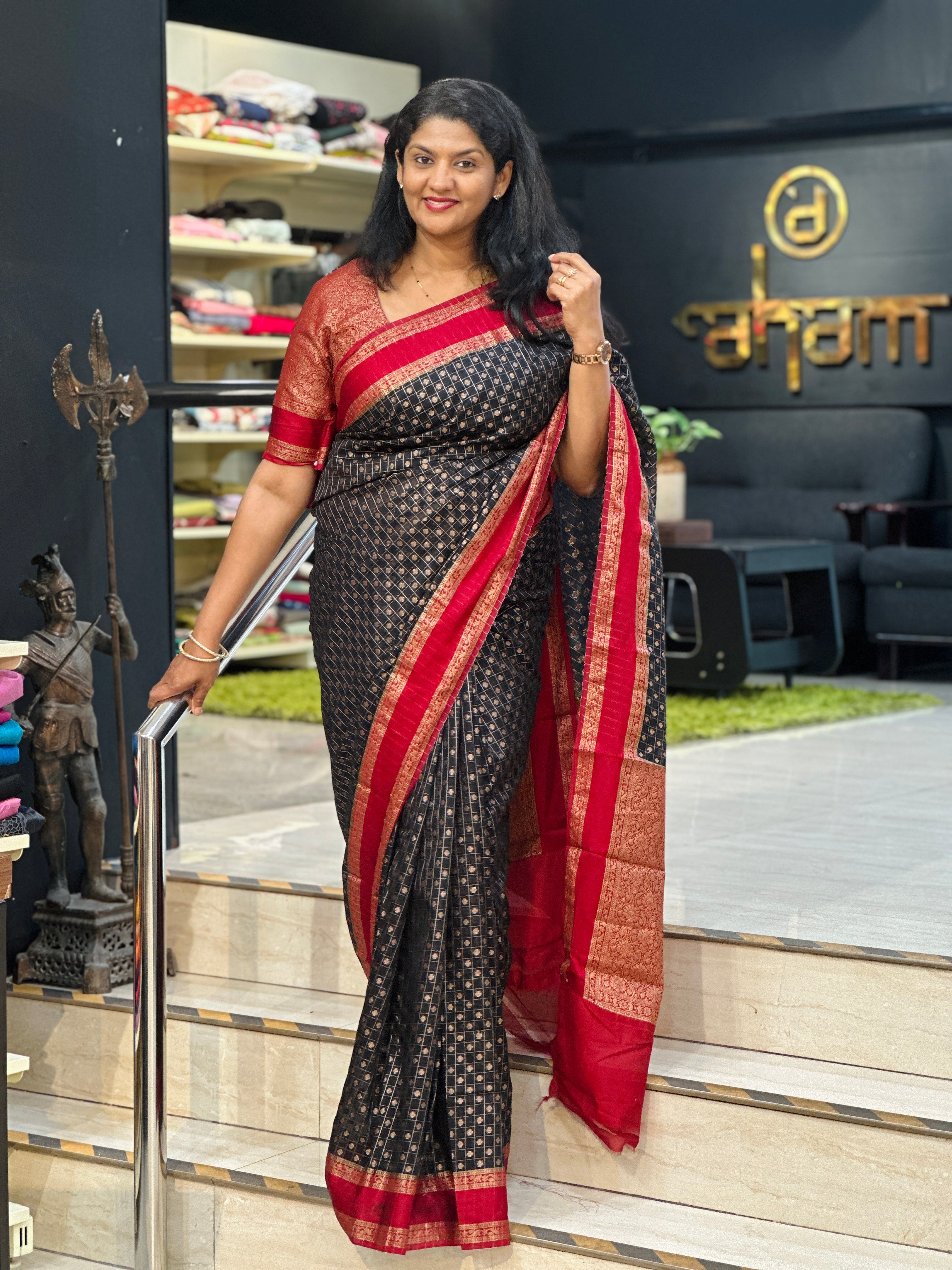 Check Pattern Semi Silk Saree | ZSS581