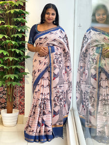 Printed Pattern Bhagalpuri Linen Saree | US262