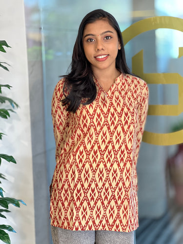 Print Detailed Cotton Short Kurta | DNT409