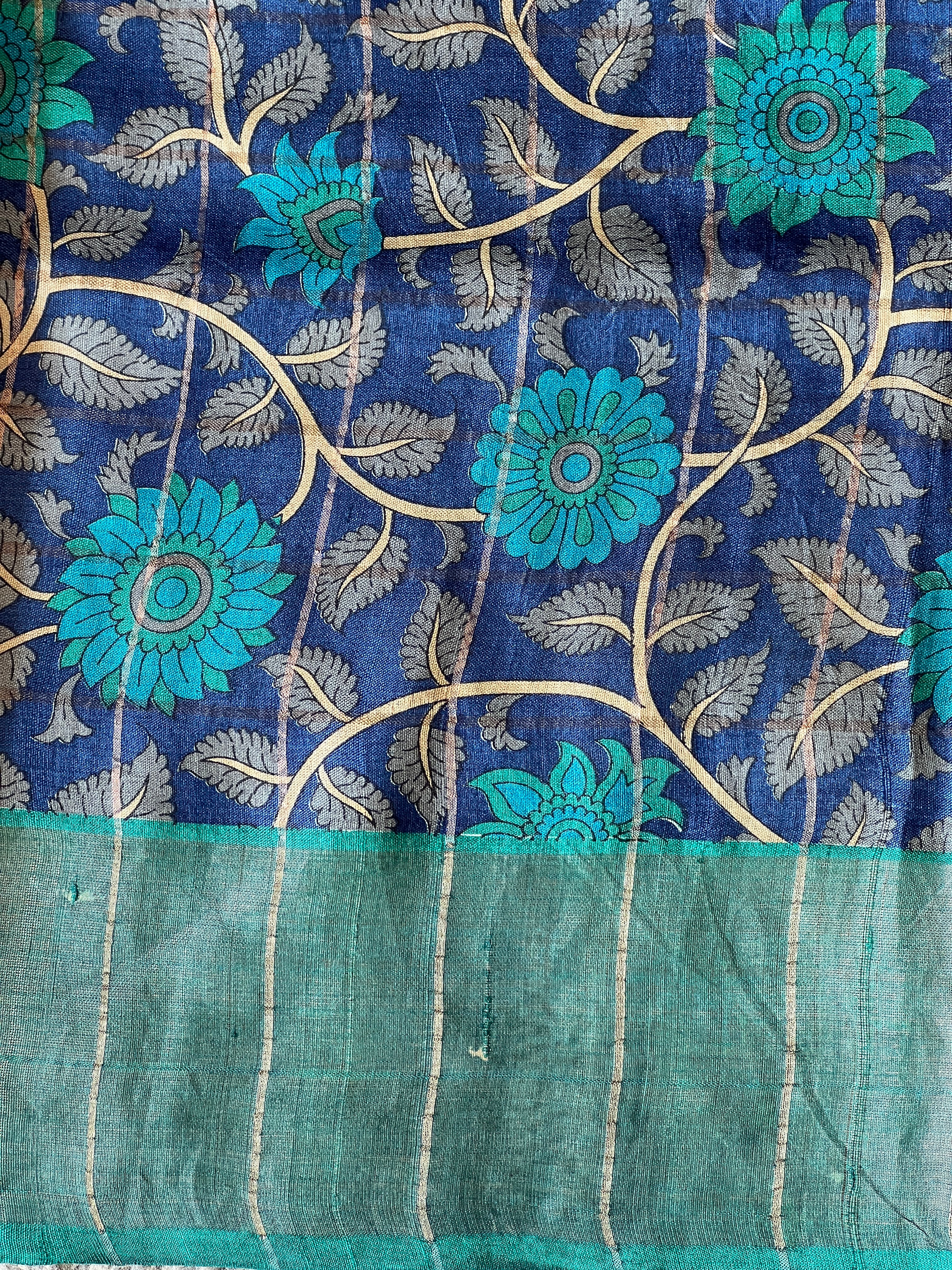 Zari Woven Check Patterned Tussar Saree | RGD1041