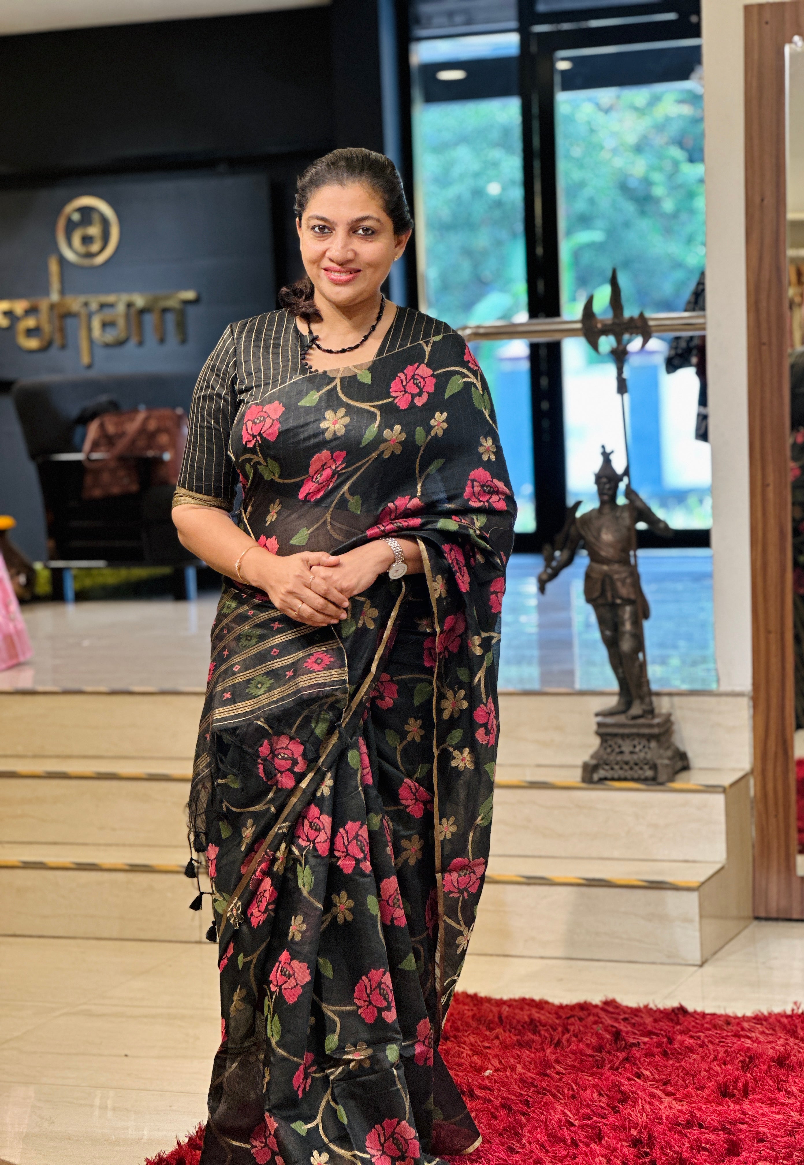 Jamdani Weaved Chanderi Finish Saree | SSN252