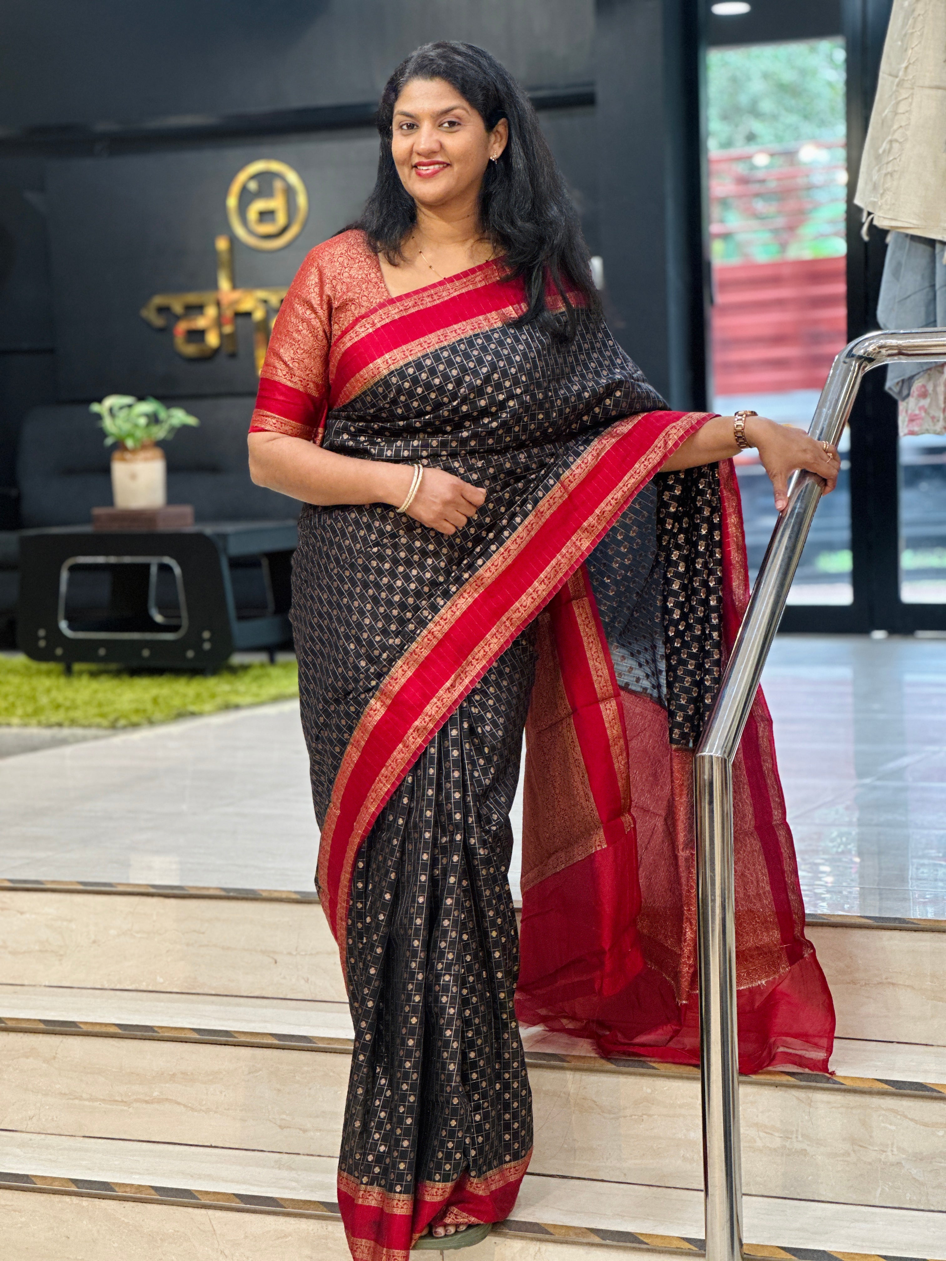 Check Pattern Semi Silk Saree | ZSS581