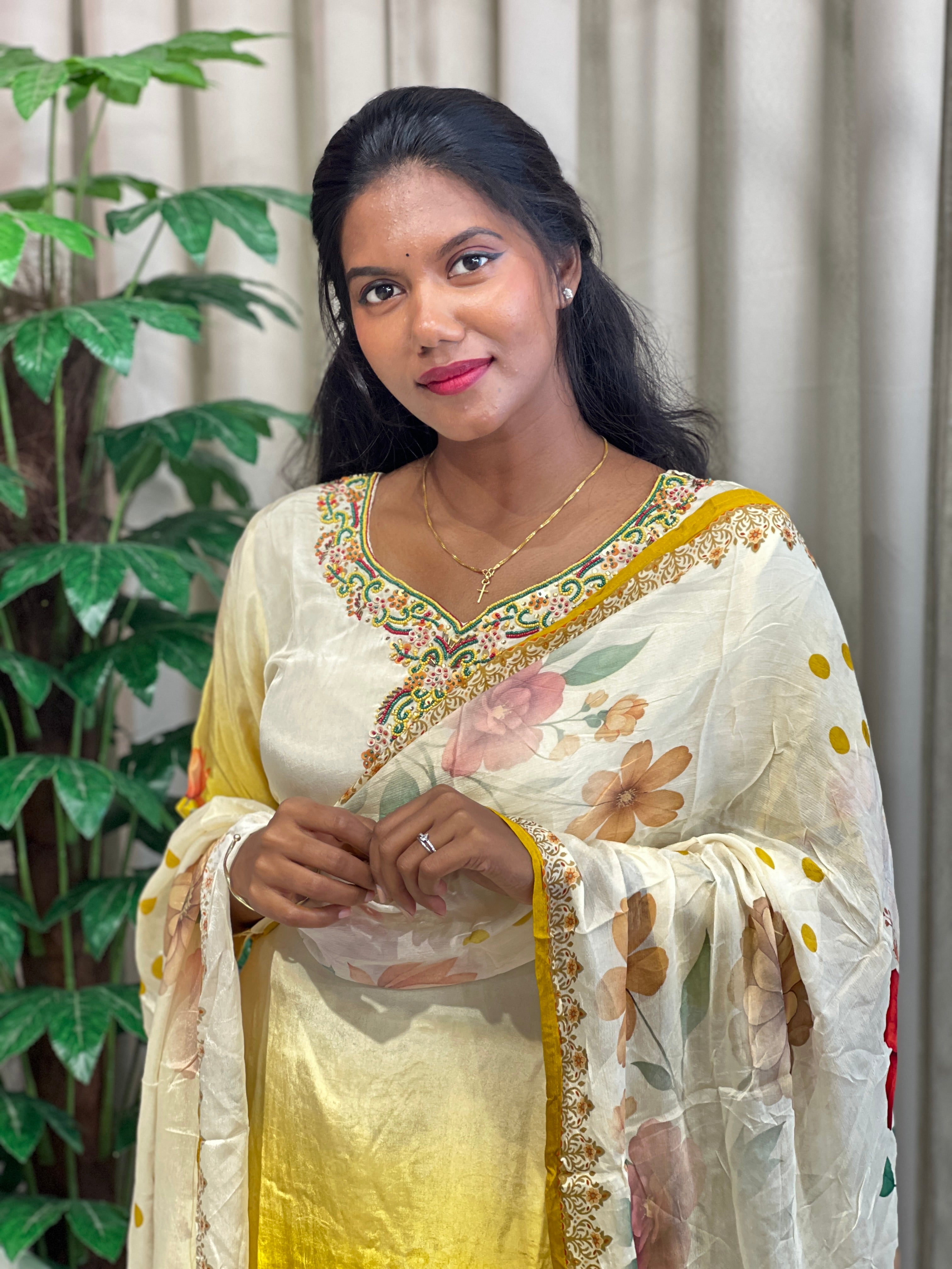 Floral Digital Printed Muslin Silk Kurta Set | FW382