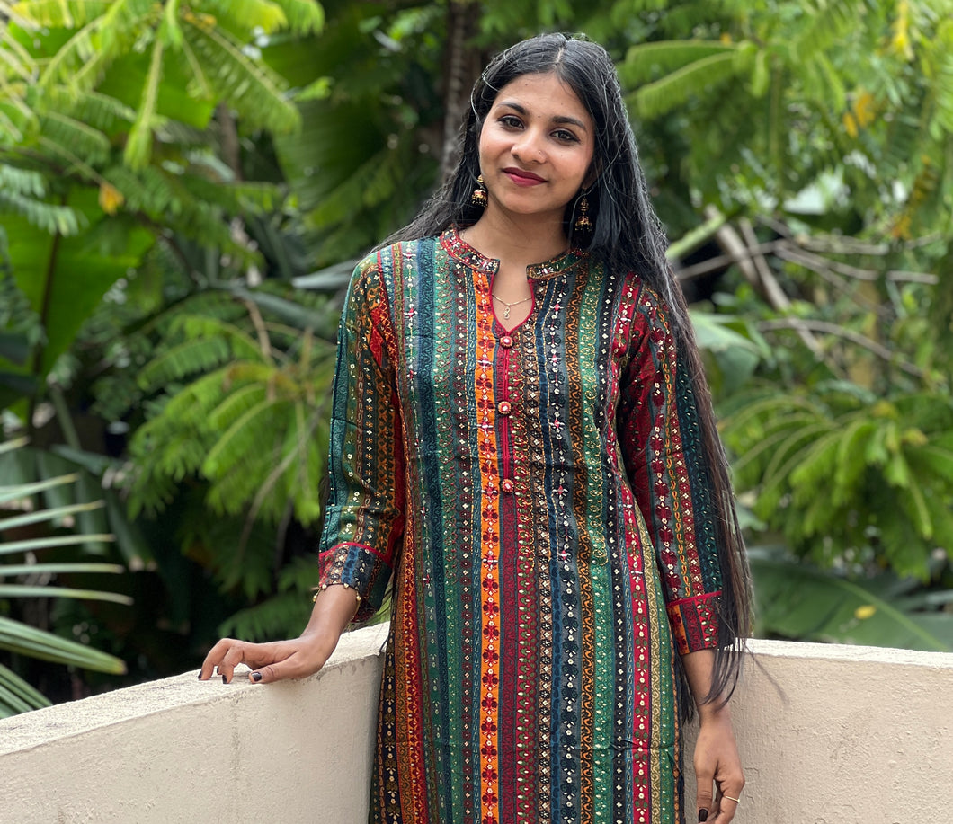 Printed Design Rayon Kurta | FW119