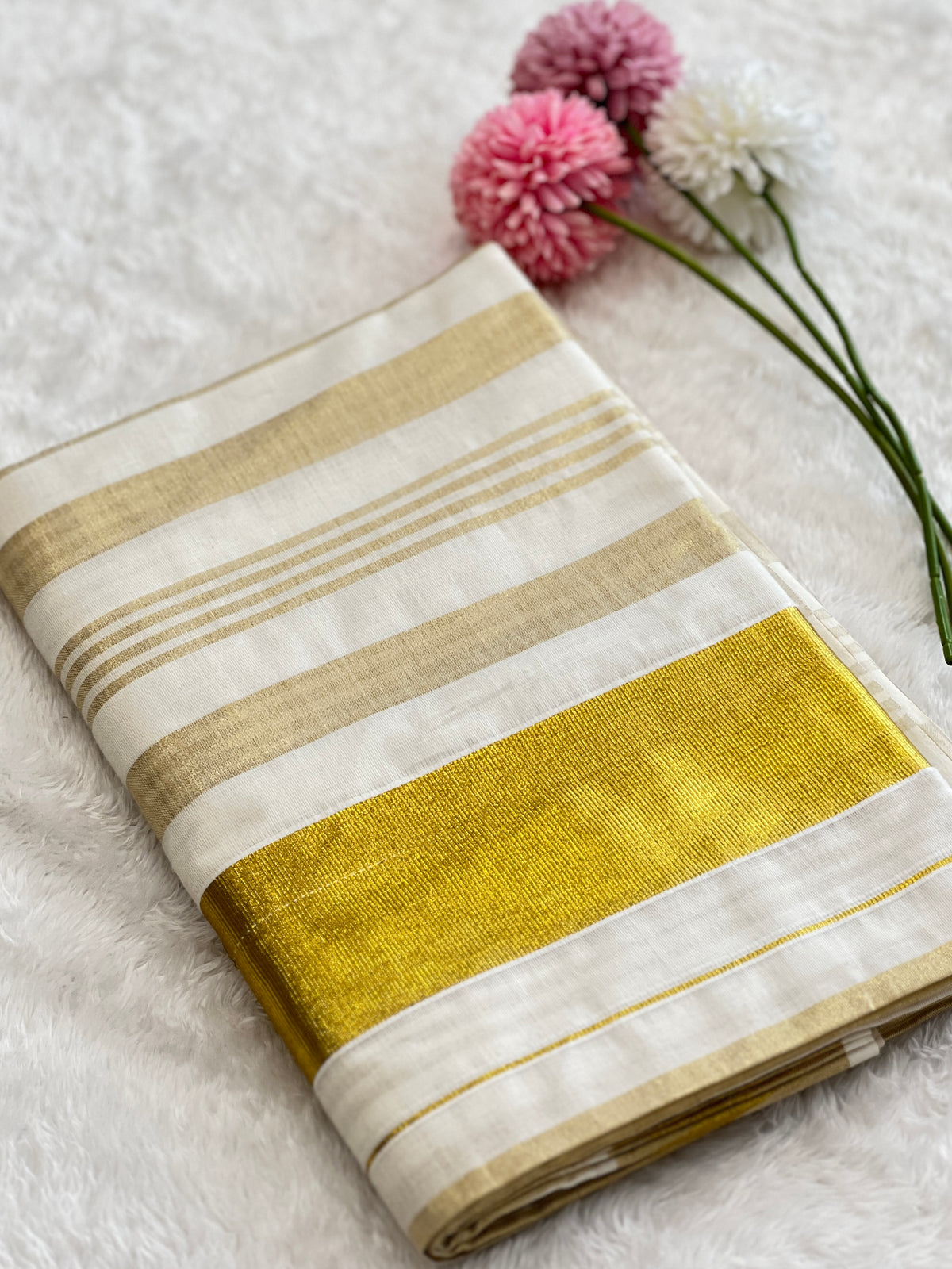 tripe Pattern Kerala Cotton Saree | RLF203