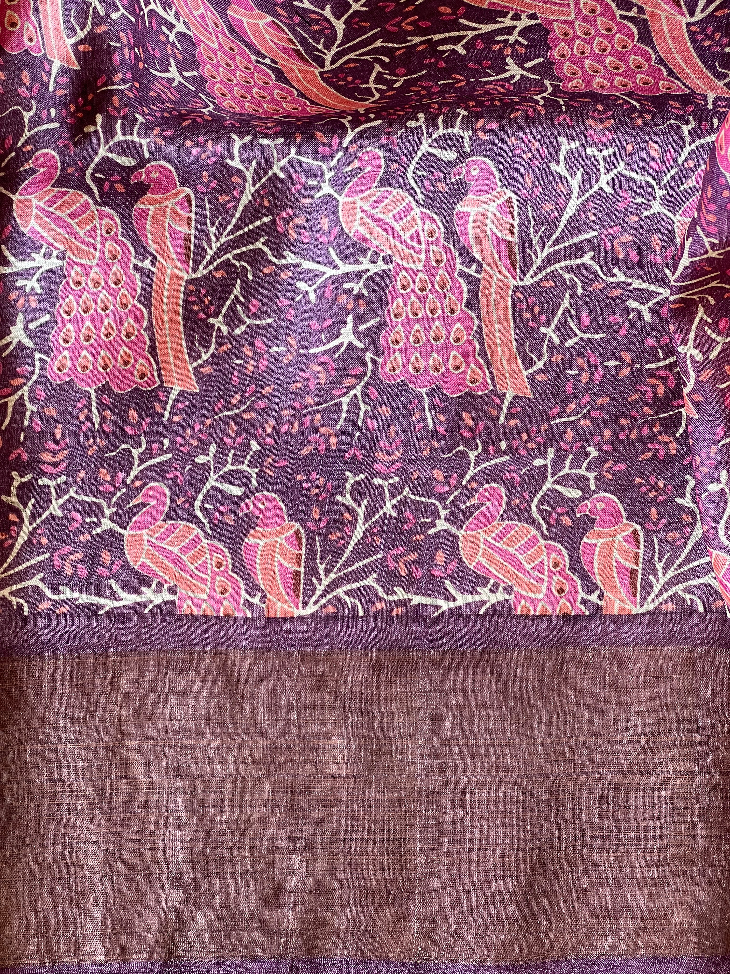 Zari Woven Check Patterned Tussar Saree | RGD1043