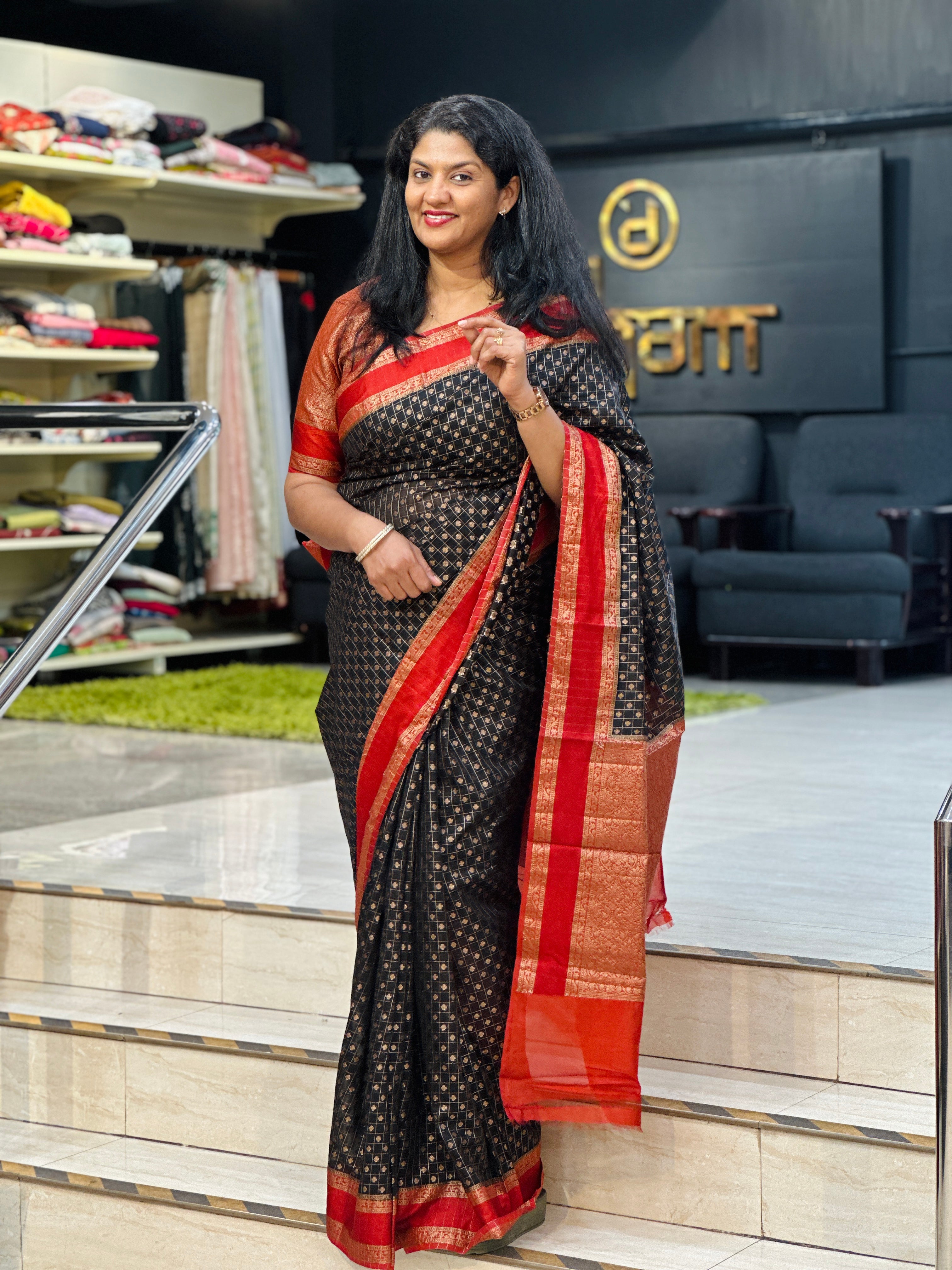 Check Pattern Semi Silk Saree | ZSS587
