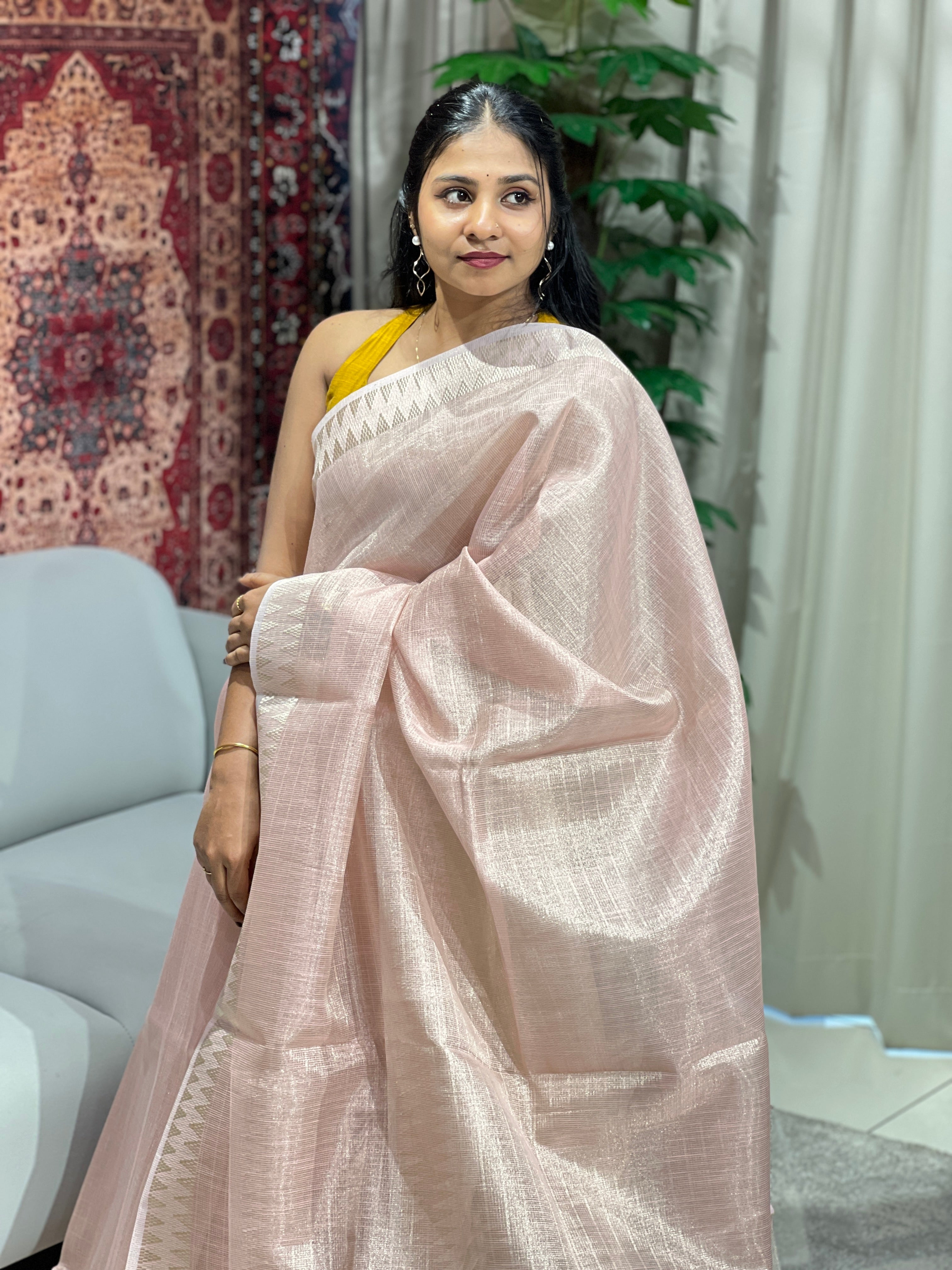 Stripes Detailed Tissue Saree | VDA167