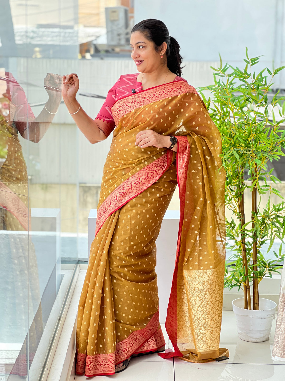 Buta Woven Pattern Kora Banarasi Saree | KMM118