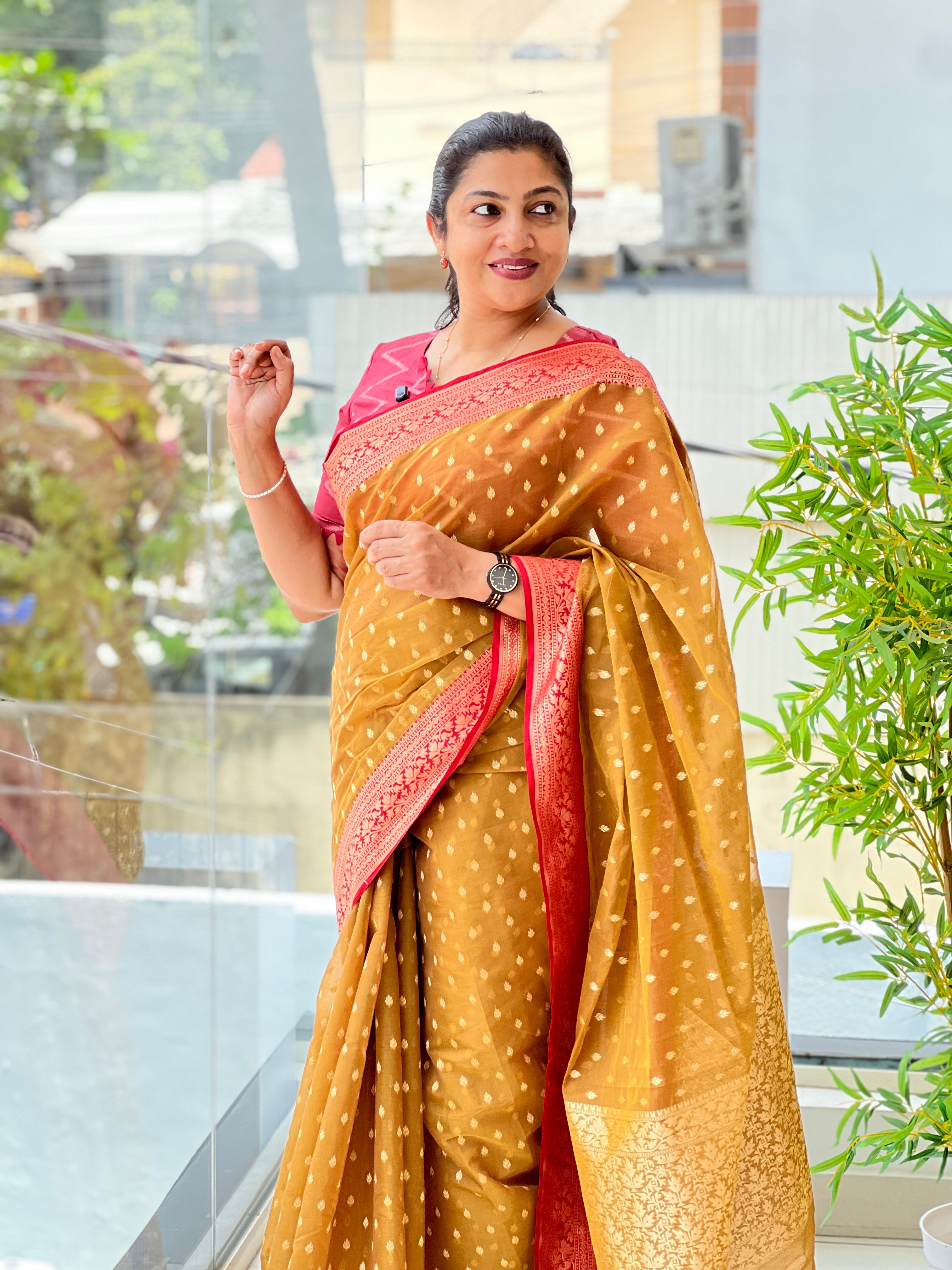 Buta Woven Pattern Kora Banarasi Saree | KMM118