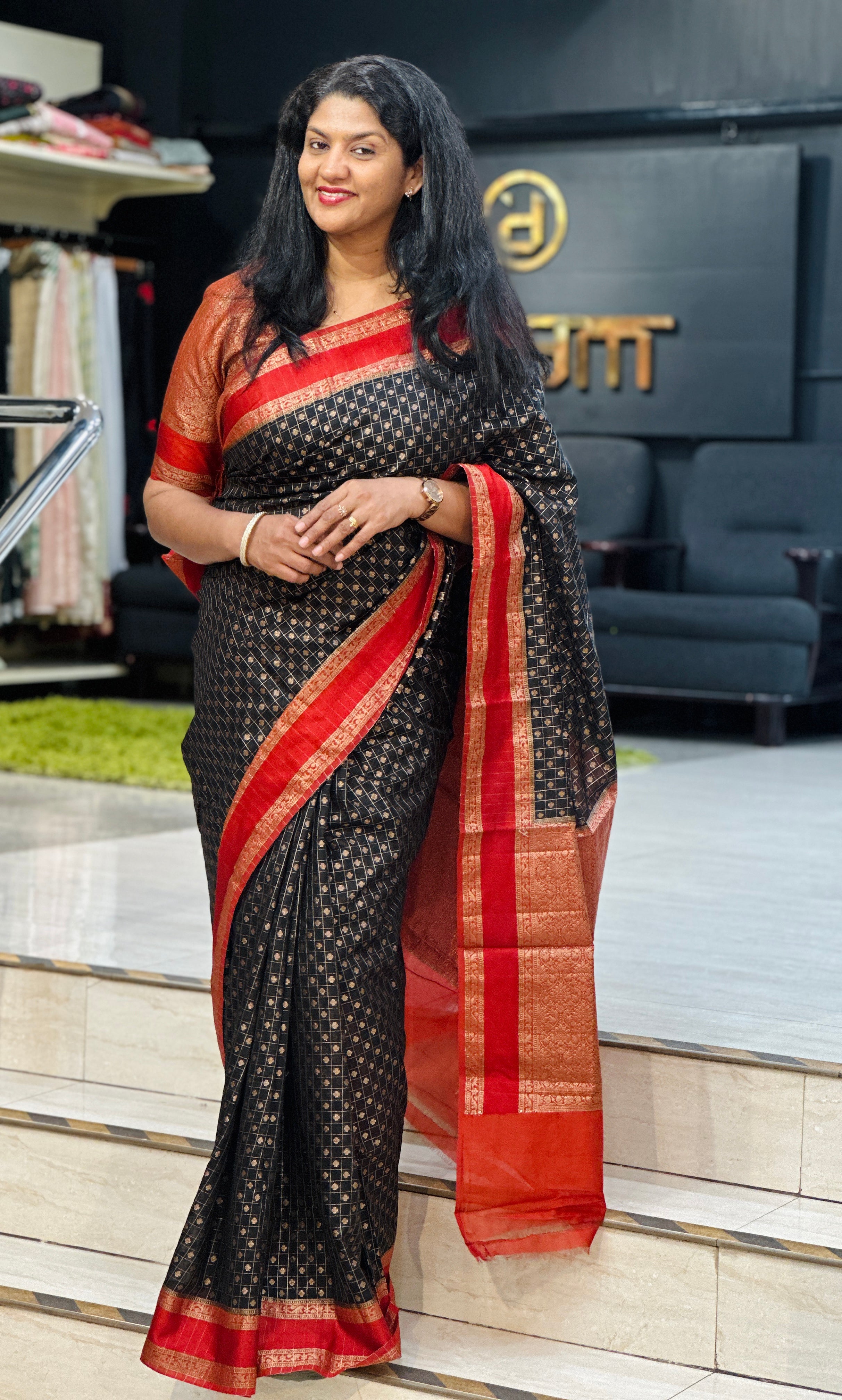 Check Pattern Semi Silk Saree | ZSS587