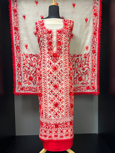 Phulkari Worked Chanderi Finish Salwar Set | VET314