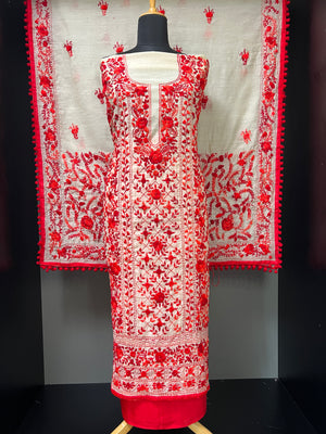 Phulkari Worked Chanderi Finish Salwar Set | VET314