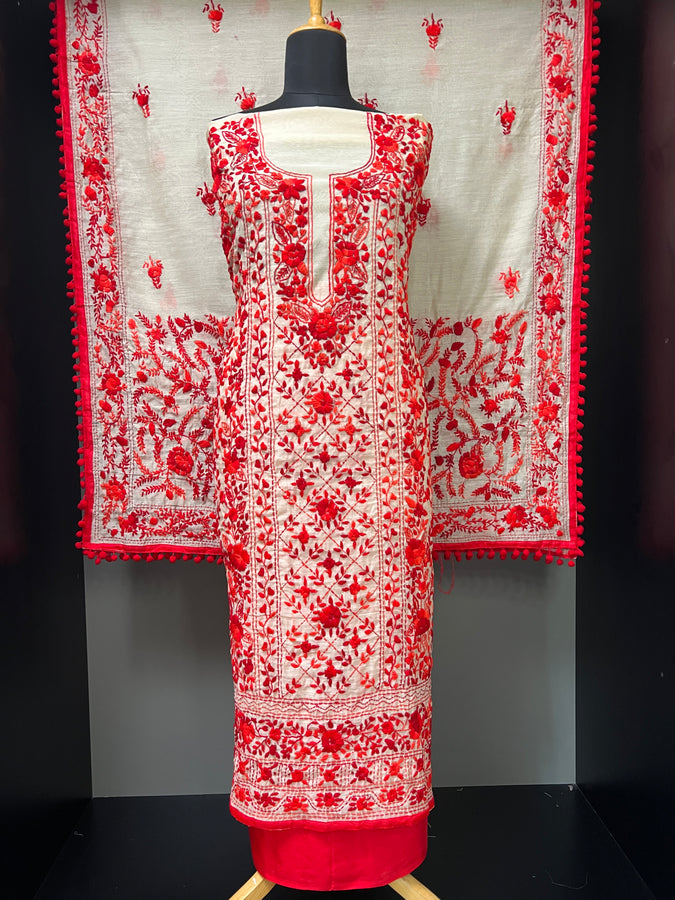 Phulkari Worked Chanderi Finish Salwar Set | VET314