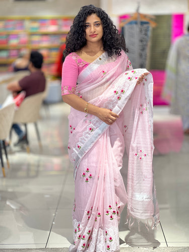 Floral Embroidery Pattern Silky Kota Saree | NHH415