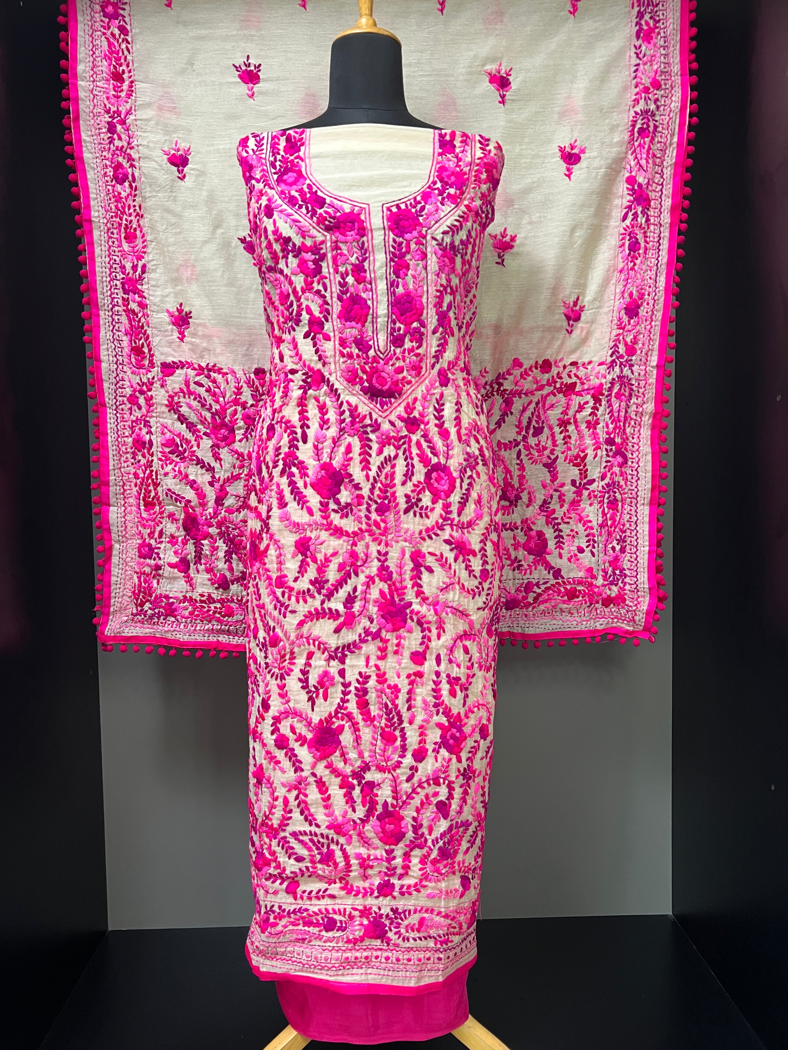 Phulkari Worked Chanderi Finish Salwar Set | VET318