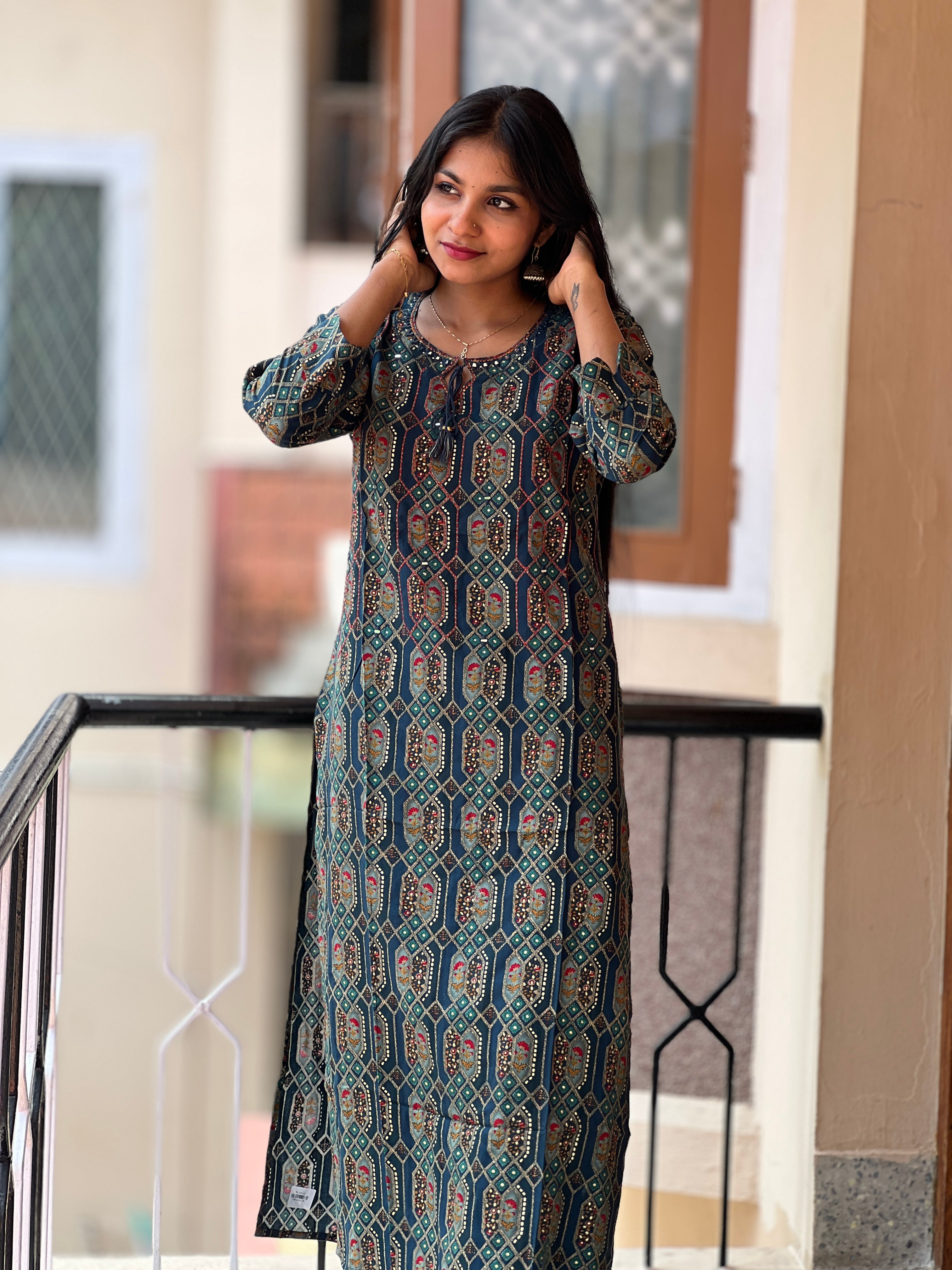 Printed Design Rayon Kurta | FW122