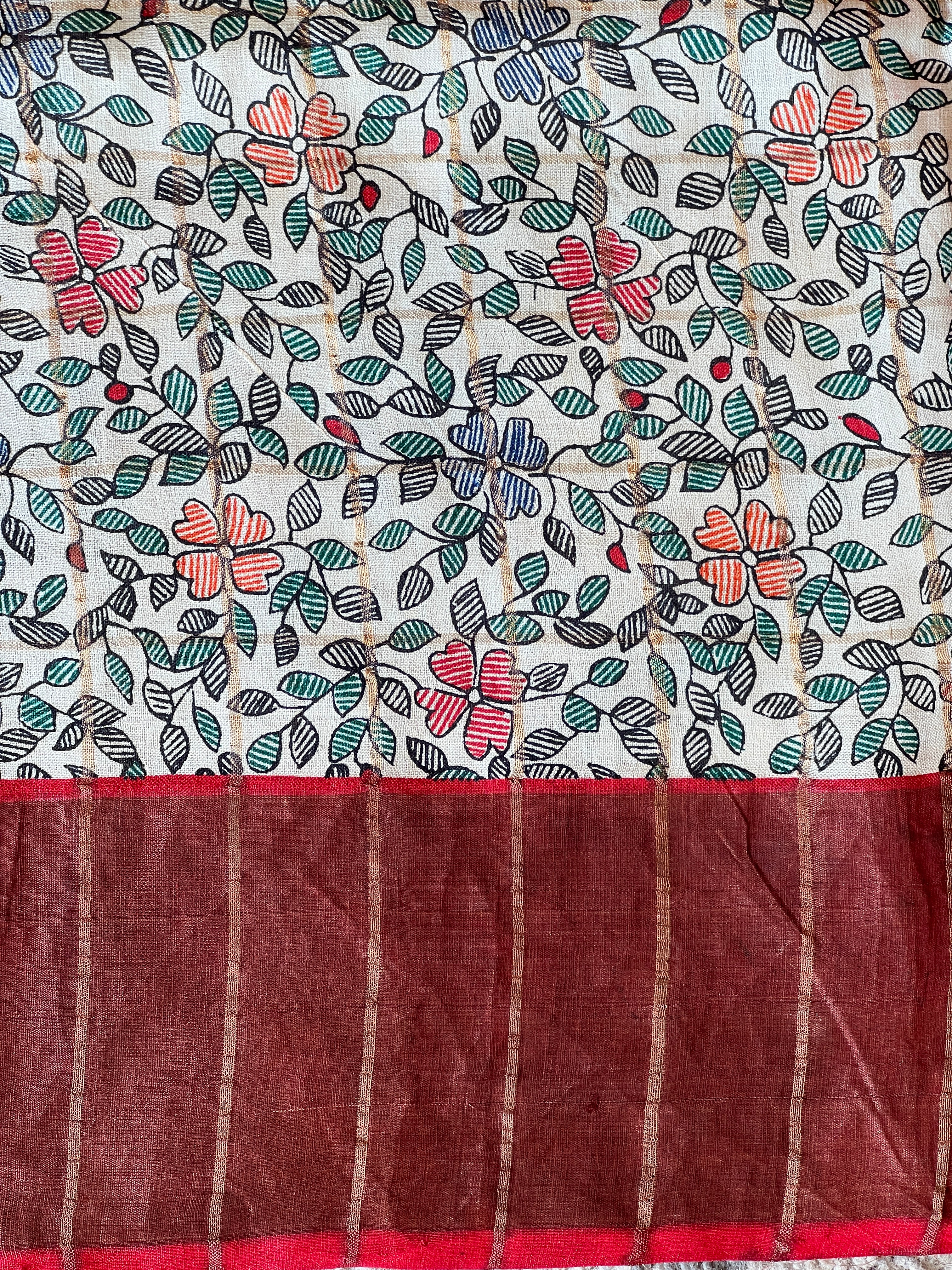 Bandhani & Madhubani Print Detailed Tussar Saree | RGD1055