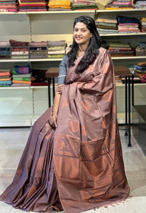 Copper Zari Weaved Semi Silk Saree | KRK393