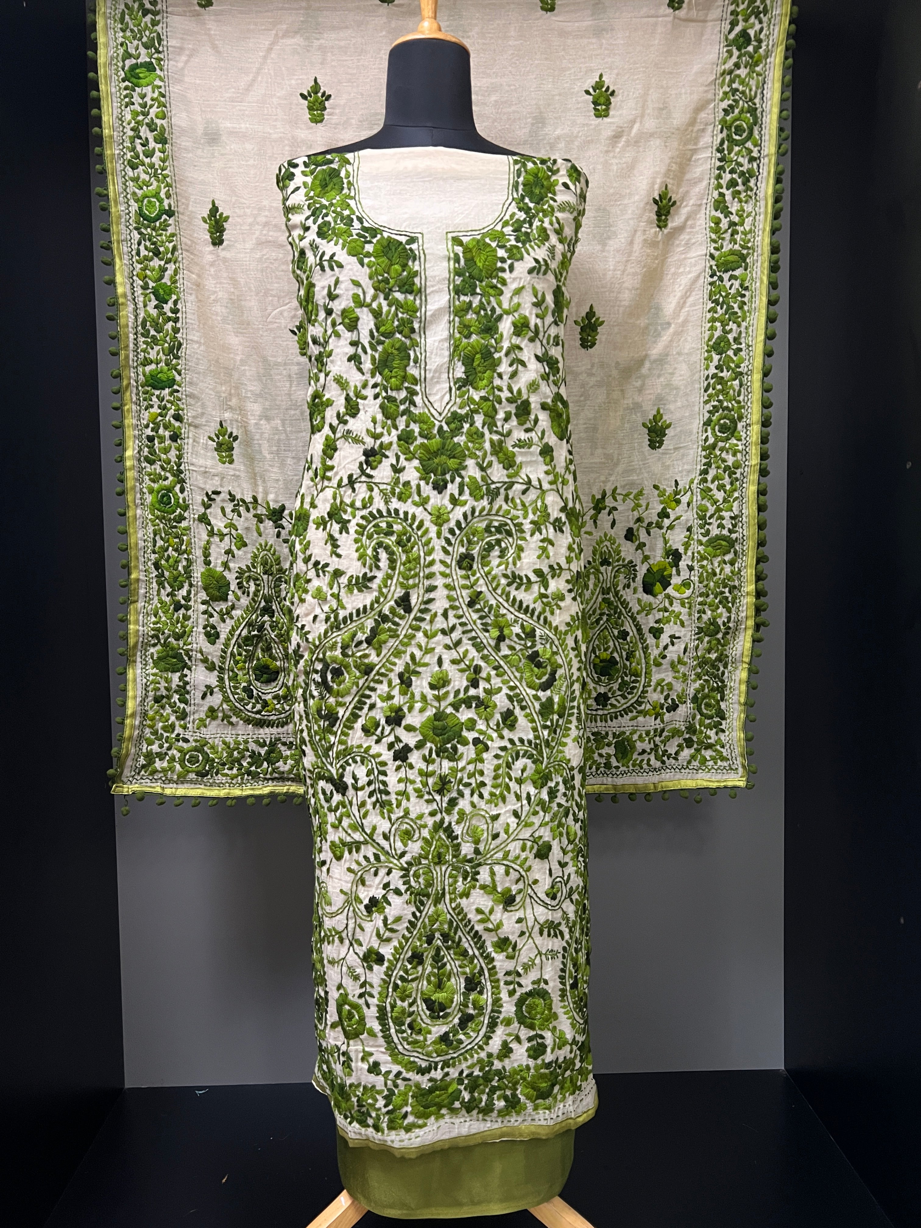 Phulkari Embroidery Chanderi Salwar Set | VET317
