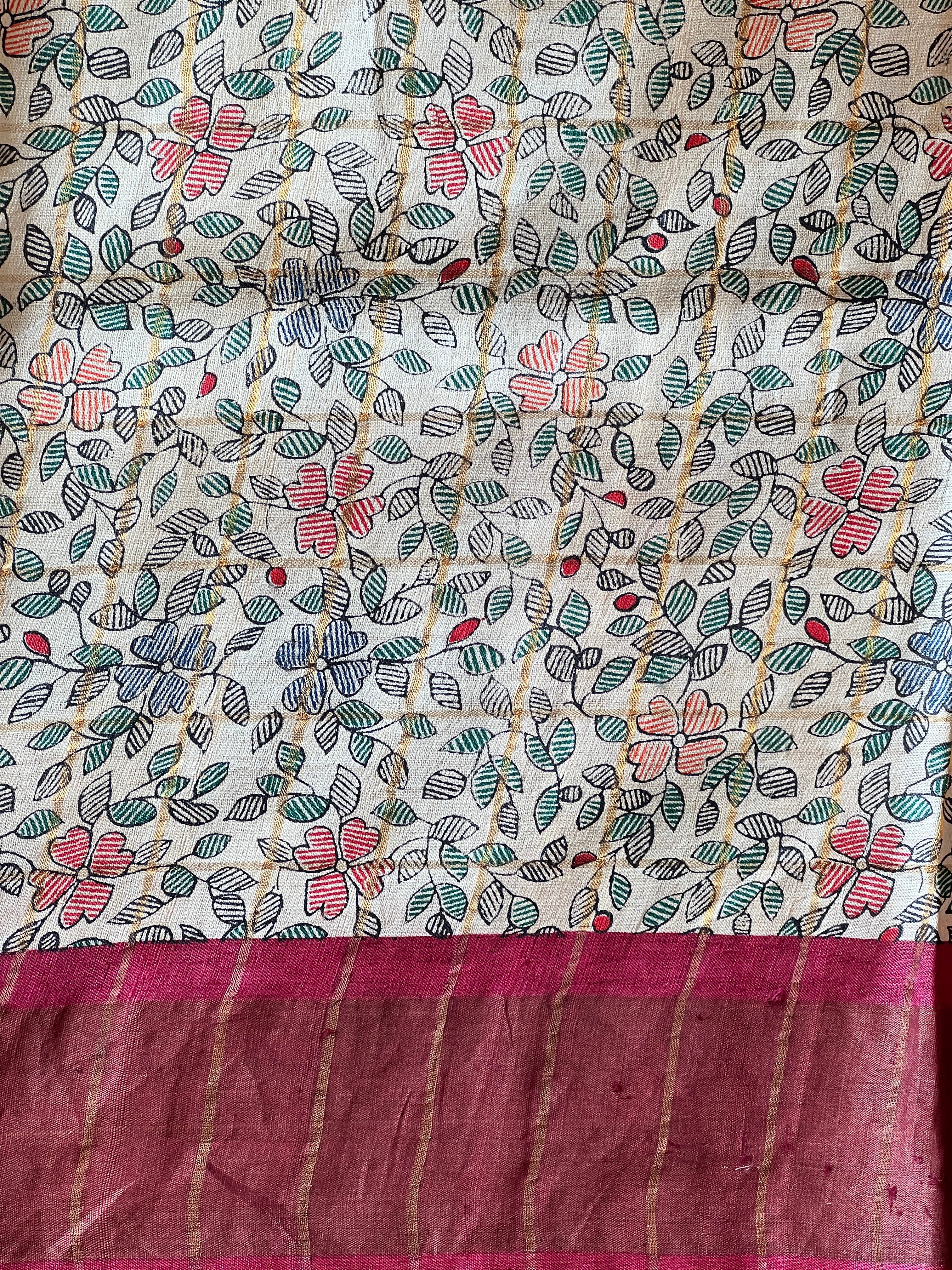 Bandhani & Madhubani Print Detailed Tussar Saree | RGD1054