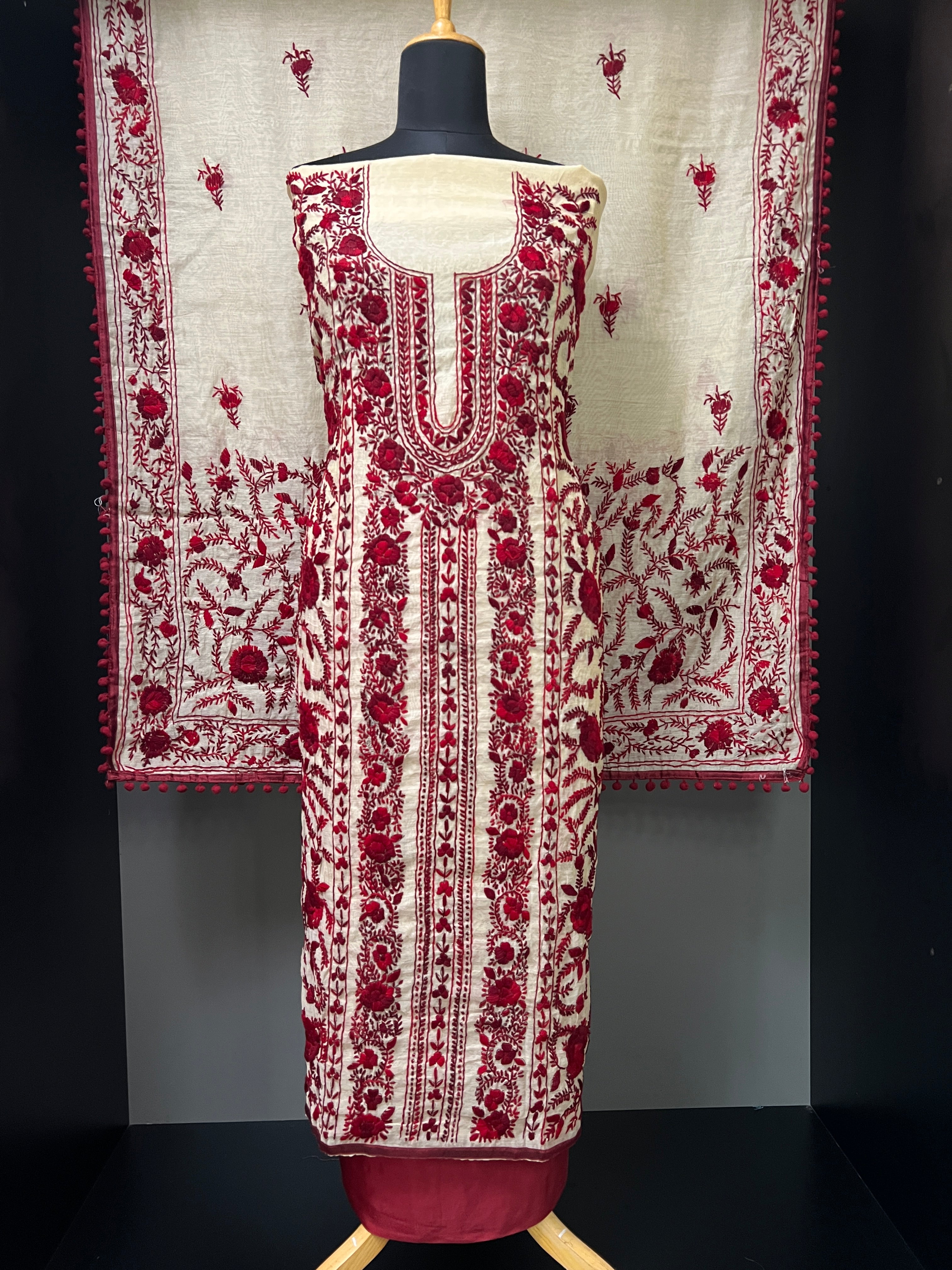 Phulkari Embroidery Chanderi Salwar Set | VET315